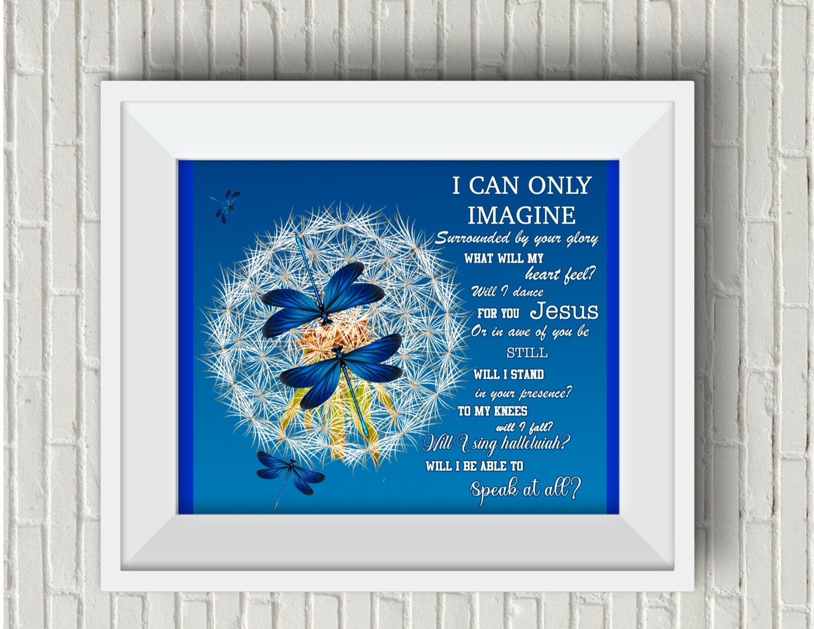 “I Can Only Imagine” Suicide Awareness UNFRAMED Art Print Dragonfly Wish Jesus
