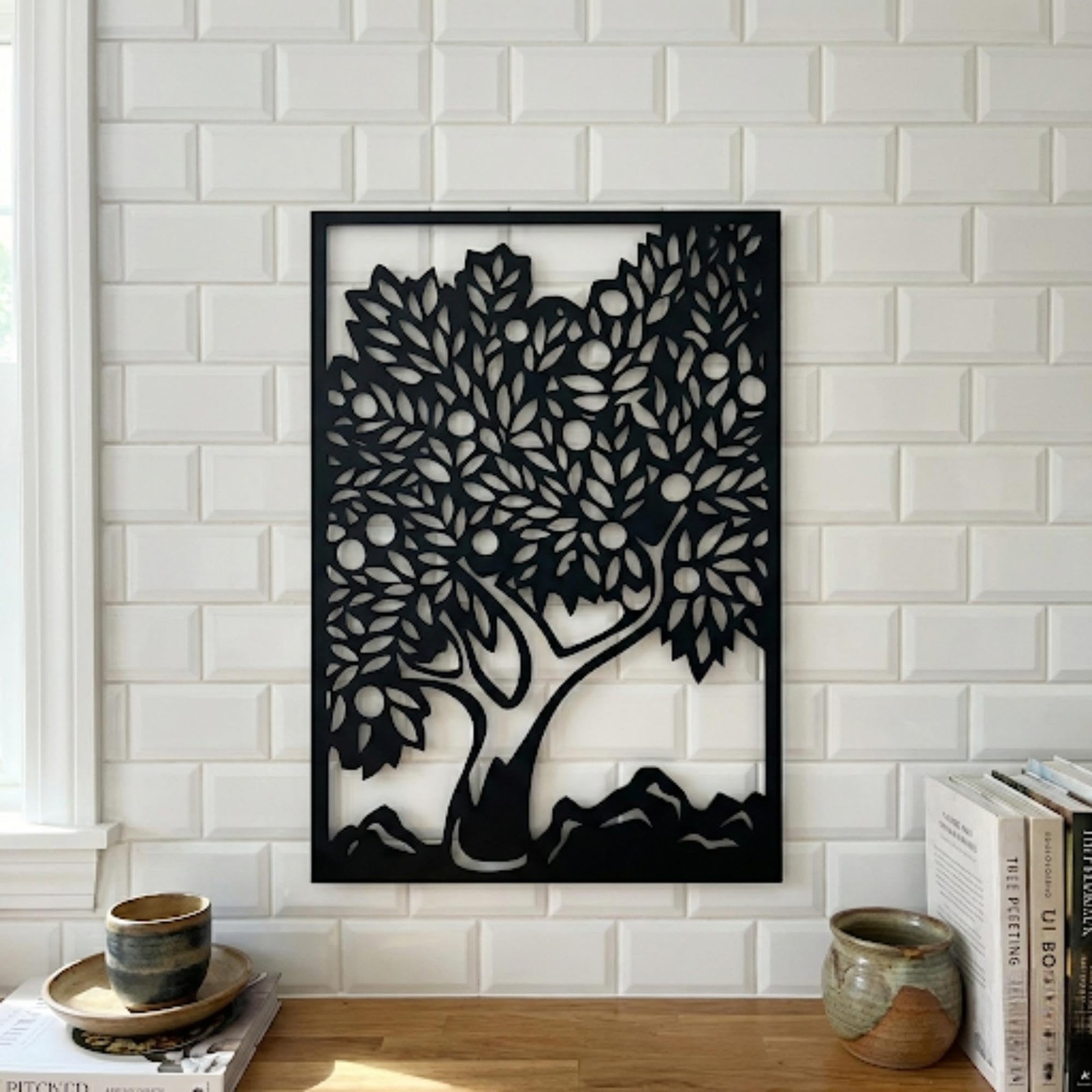 Nature Tree of Life Metal Wall Art – Mountain Forest Ocean Decor