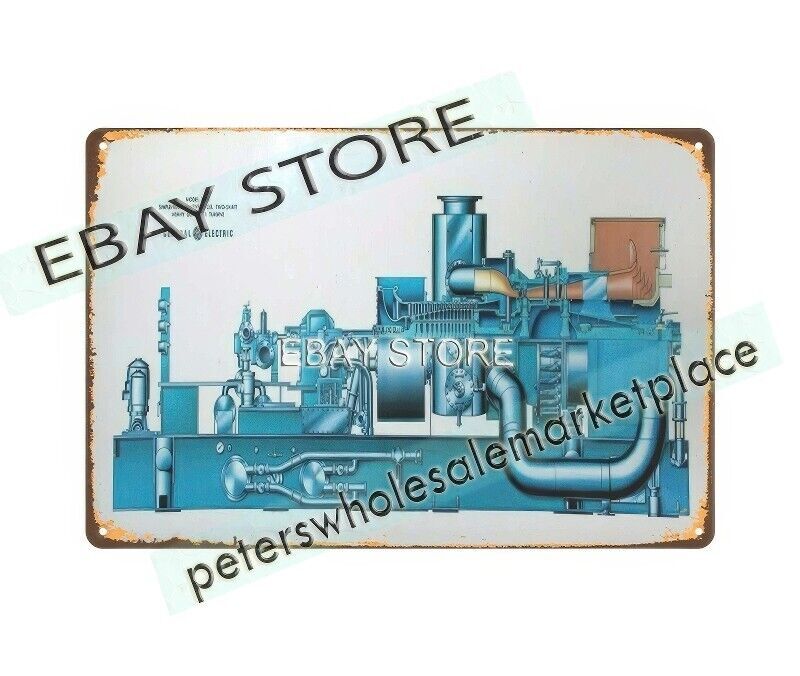 GENERAL ELECTRIC HEAVY DUTY GAS TURBINE PRODUCTION metal tin sign wall decal