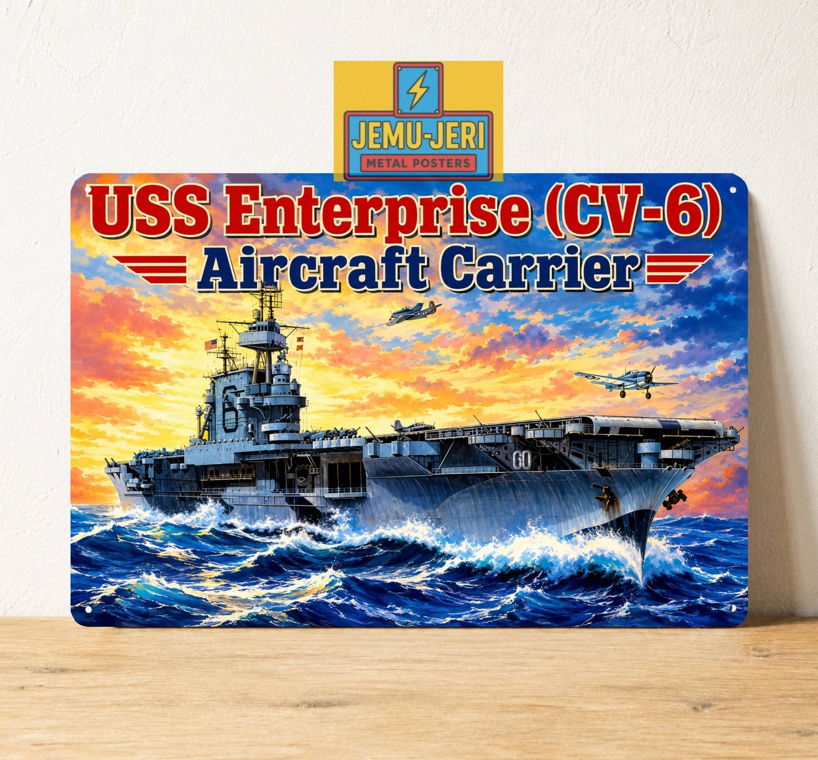 USS Enterprise Cv-6 Aircraft carrier Navy Metal Poster Sign 8*12″in