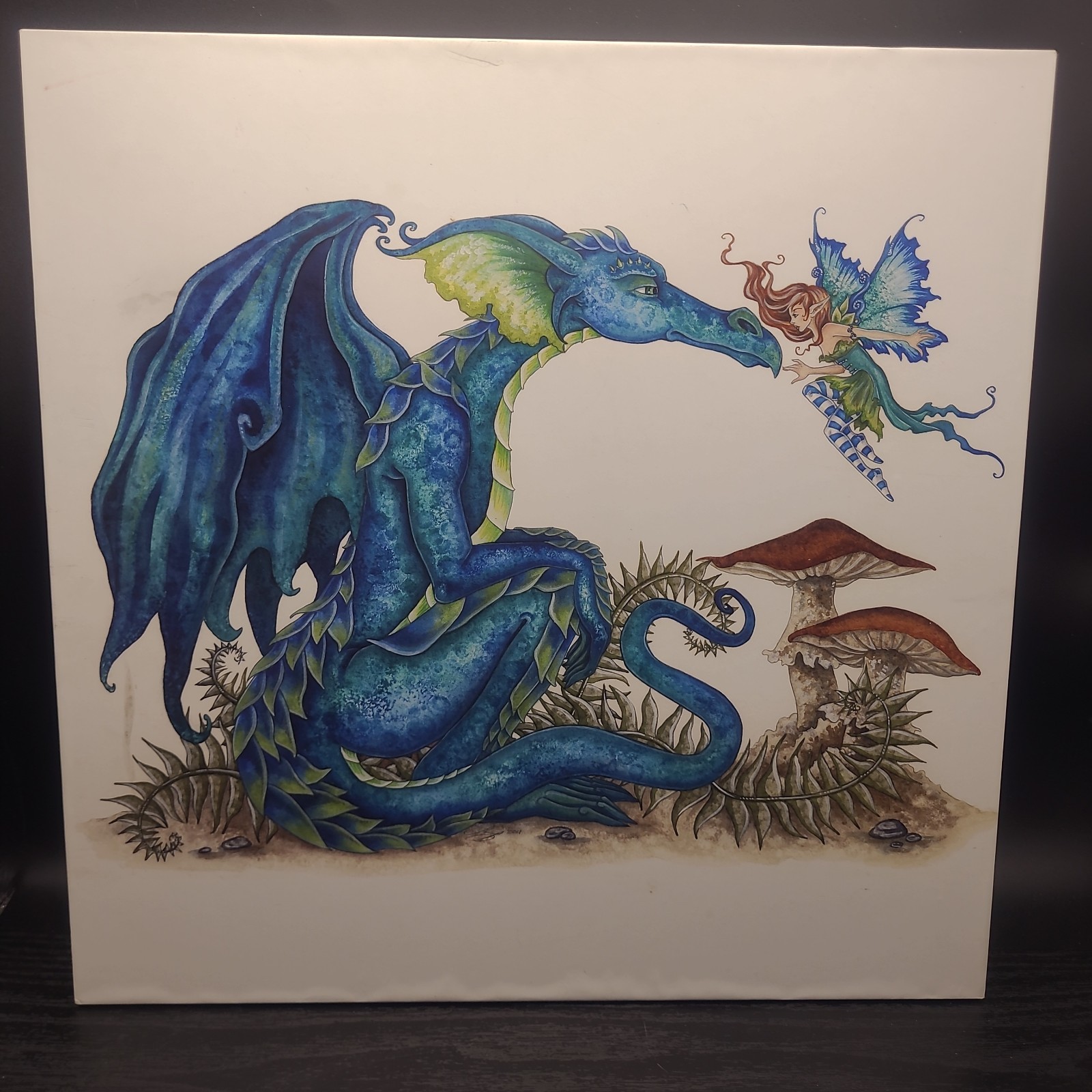 Amy Brown – Dragon And Fairy – Tree-Free Greetings Art Plaque 11.25 In.