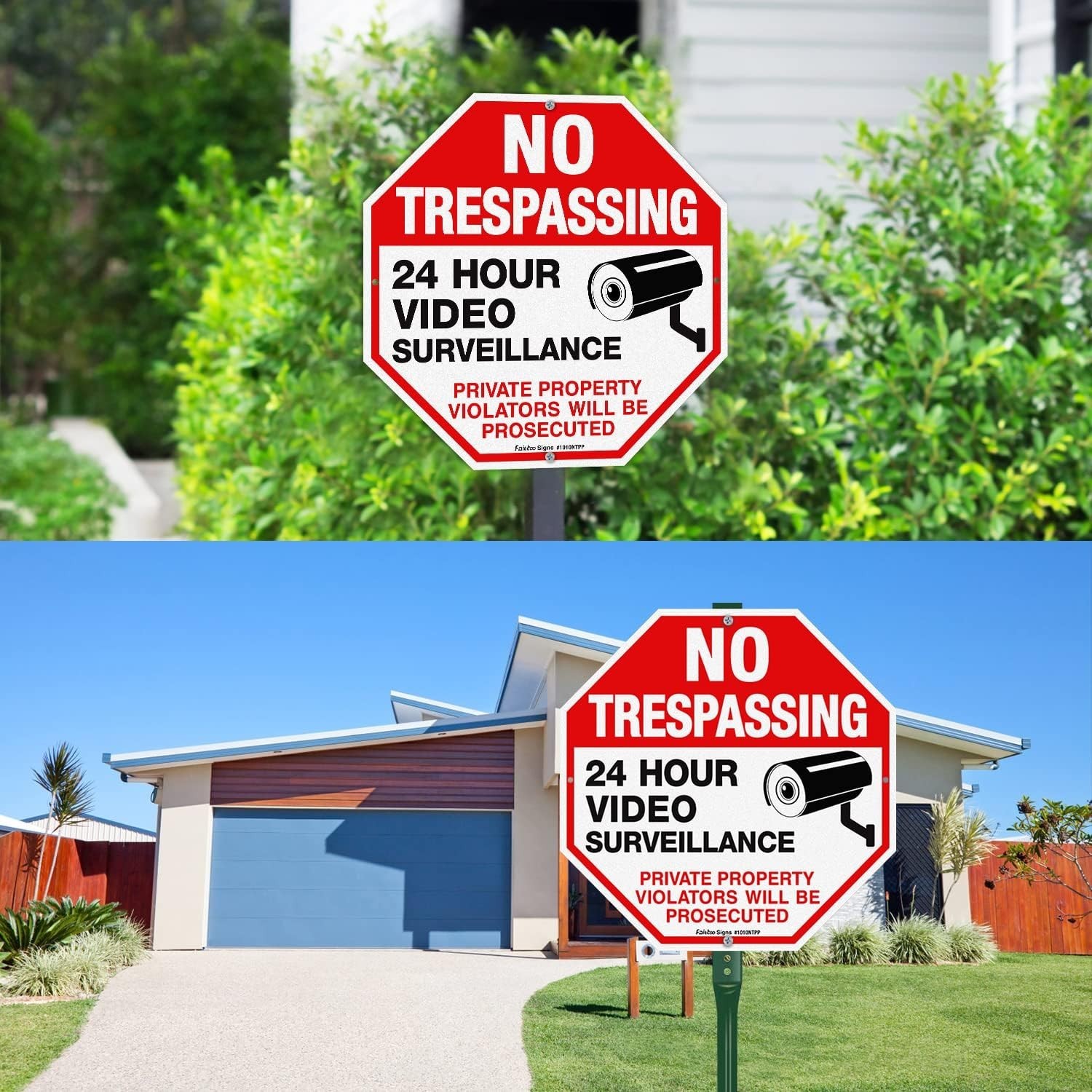 Attention-Grabbing No Trespassing Sign – 4-Pack 10×10 Video Surveillance Warning