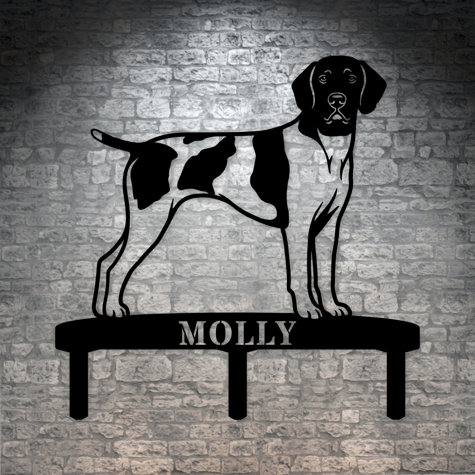 Personalized German Shorthaired Pointer Garden Name Metal Sign With Stakes