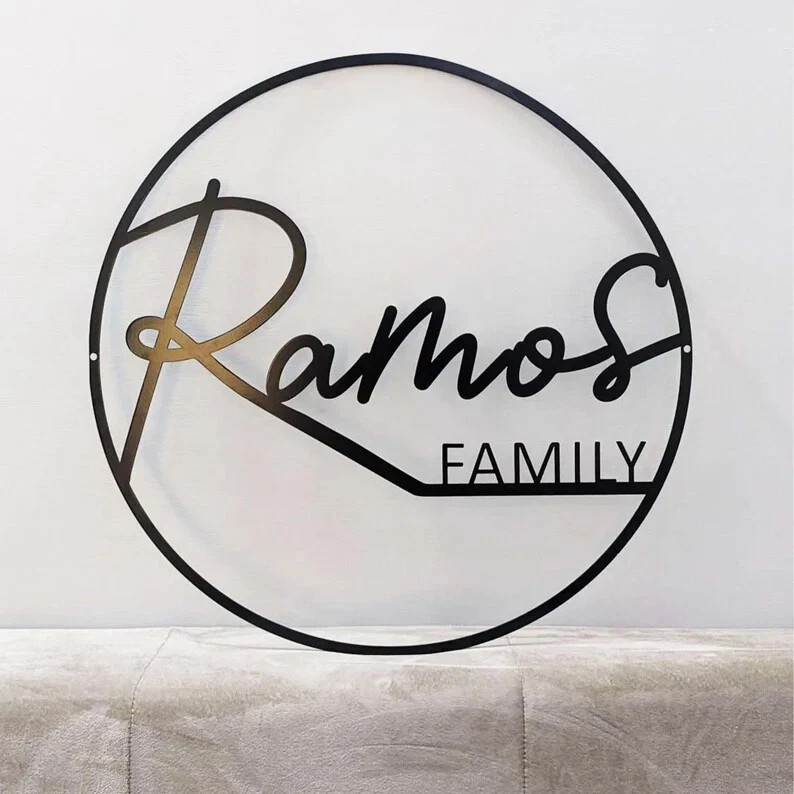 Personalized Family Name Sign Custom Metal Wall Art Housewarming Wedding Gift