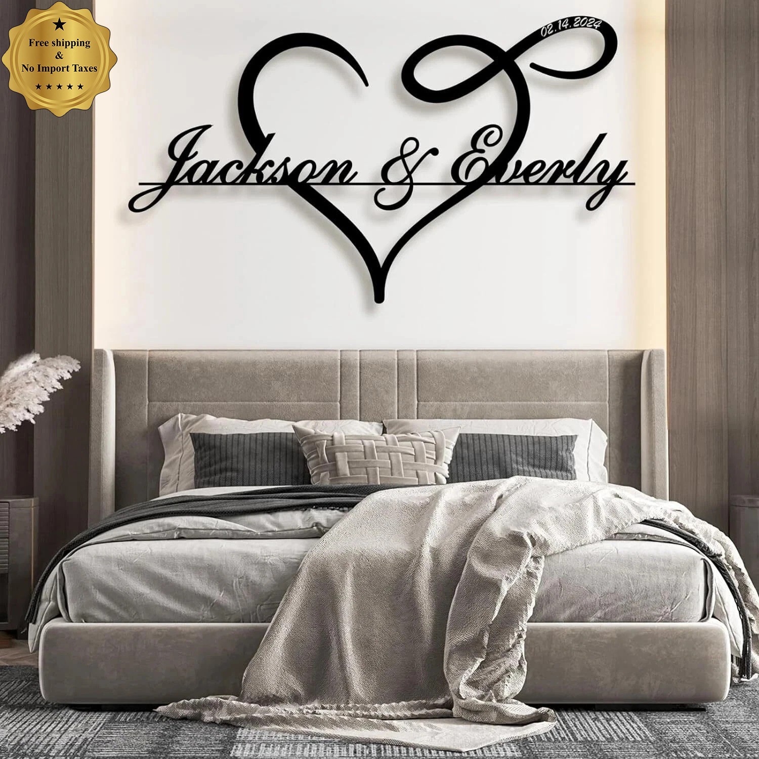 Personalized Infinity Heart Metal Sign Custom Name Wall Art Valentines Day Gift
