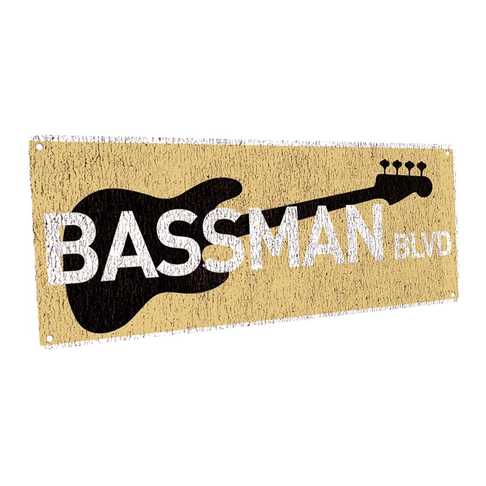 Bass Man Blvd. Metal Sign; Wall Decor for Studio or Office