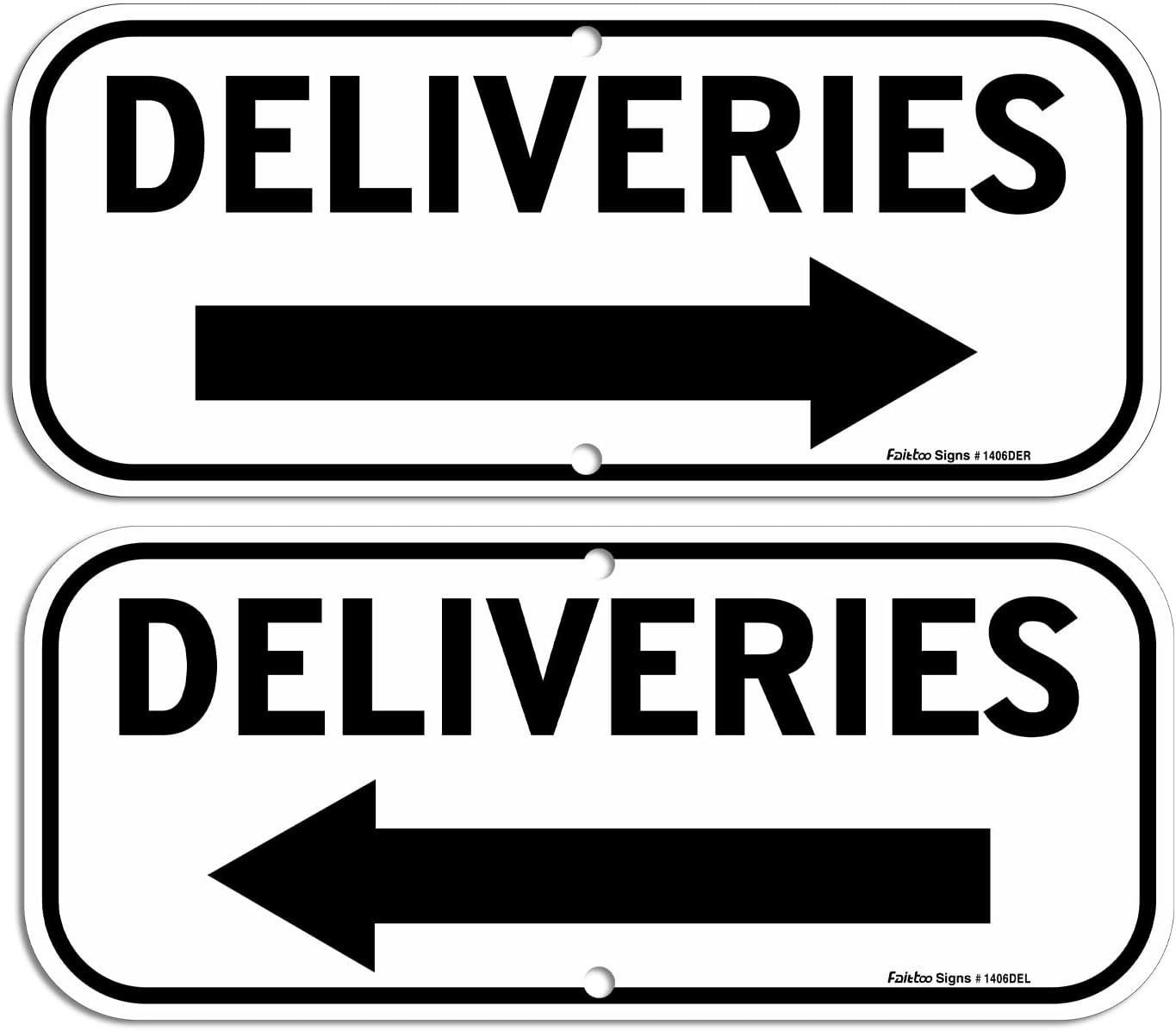 Deliveries Sign with Arrow, 2-Pack 14X6 Inches Rust Free Aluminum Sign, Weather/