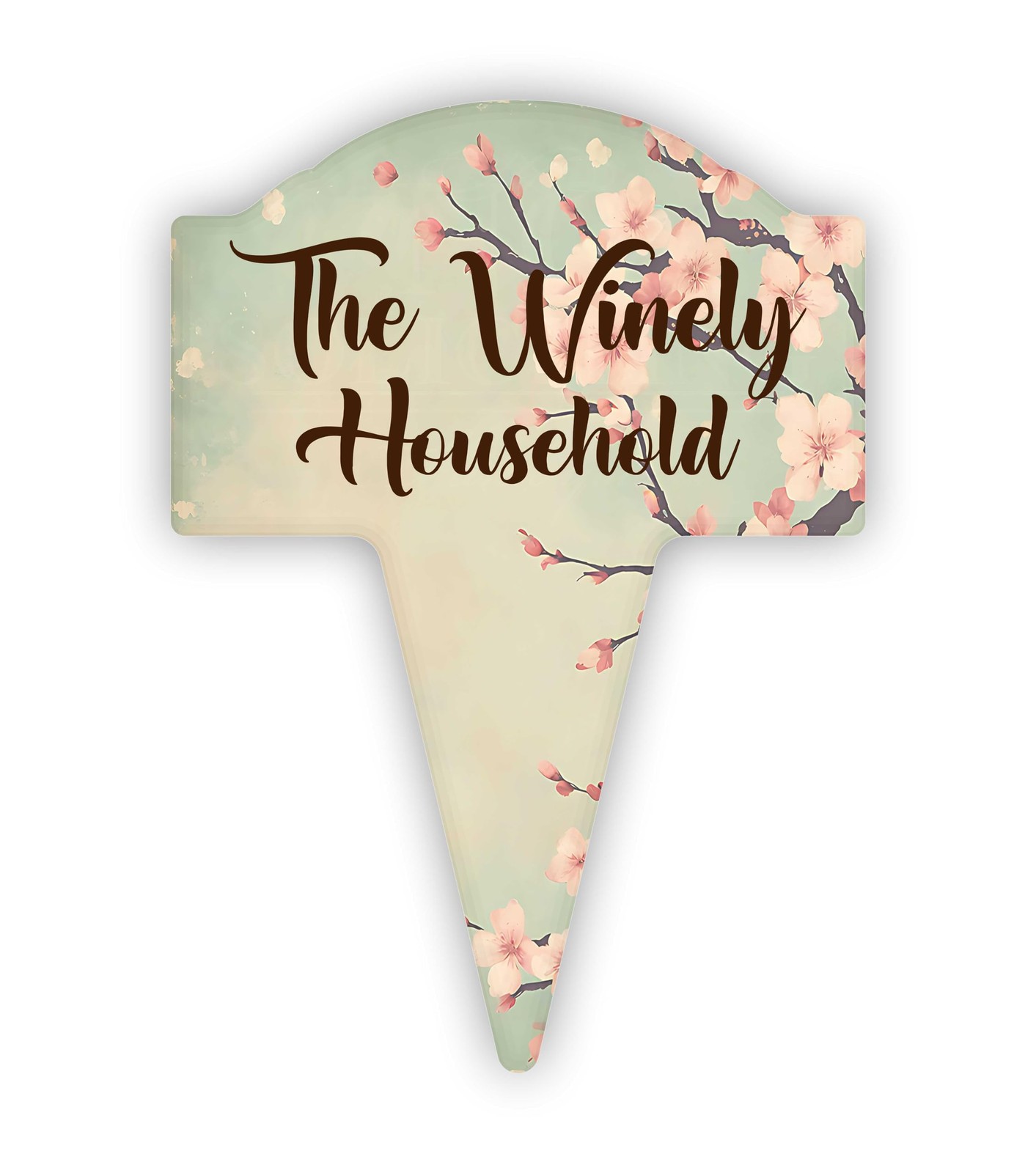Personalized Family Name With Cherry Blossoms Design Aluminum Yard Sign 10×14