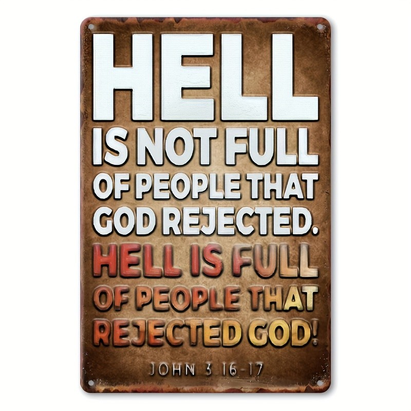 Vintage Religious Metal Tin Sign Bible Verse Plaque Inspirational Wall Decor