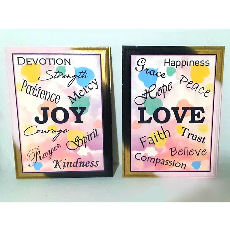 Twin Inspirational Handmade Decoupage Wooden Plaques, 12” L x 9” W x 5/8” thick