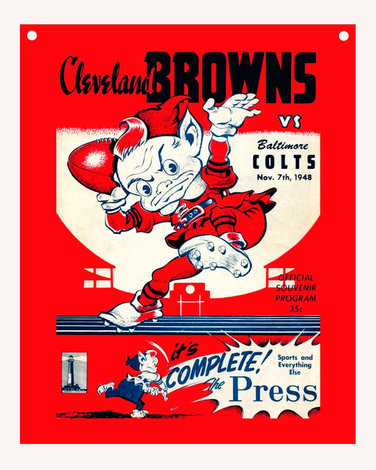 1948 CLEVELAND BROWNS Vintage Football Aluminum Sign 8″x10″ Reproduction