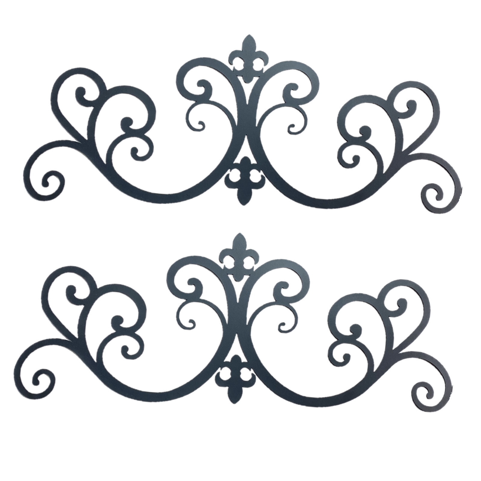 2 PK Wrought Iron Metal Scrolled Door Wall Decoration Plaque Art 24″ x 9.5″ 2mm