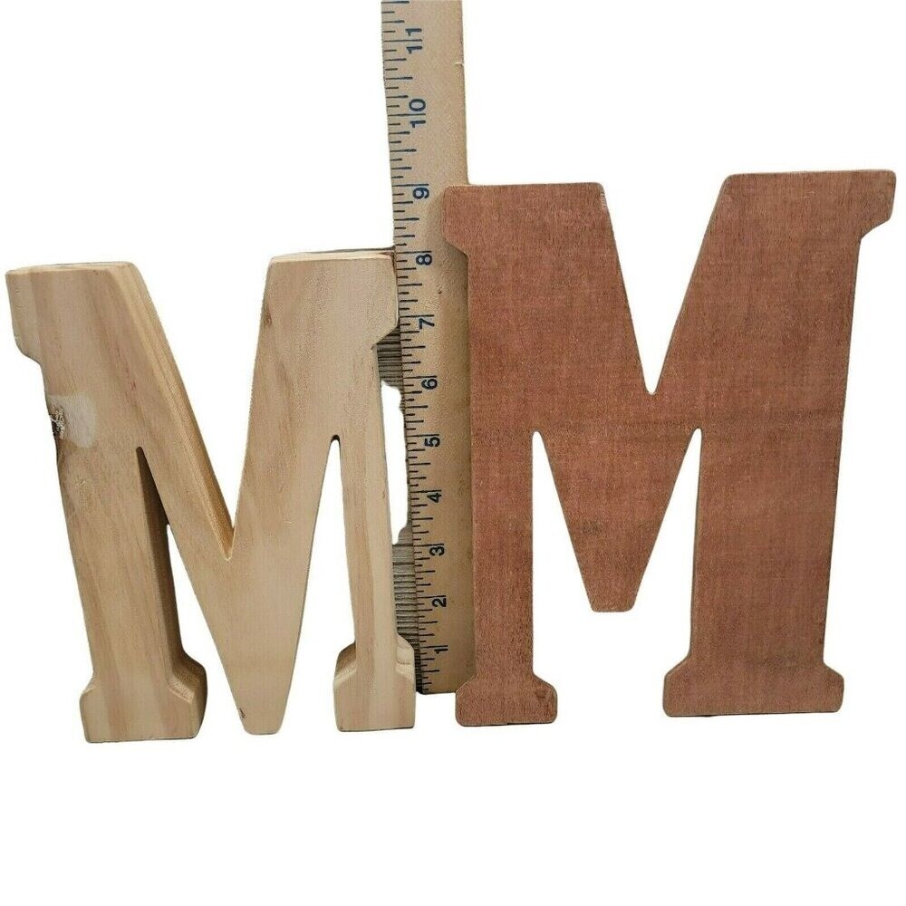 ArtMinds Wooden Letter M Wall Decor Brown Natural Wood 8 Inch Set of 2