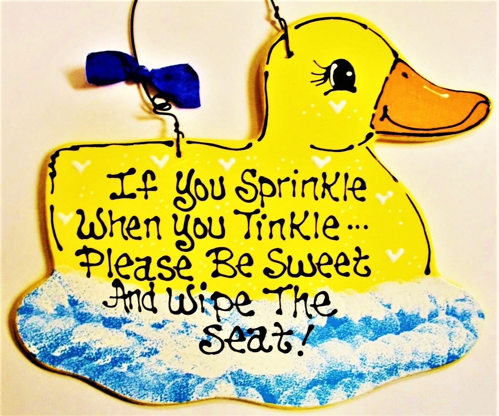 RUBBER DUCKY Sprinkle Tinkle SIGN Bath Duck Bathroom Wall Kids Childrens Plaque