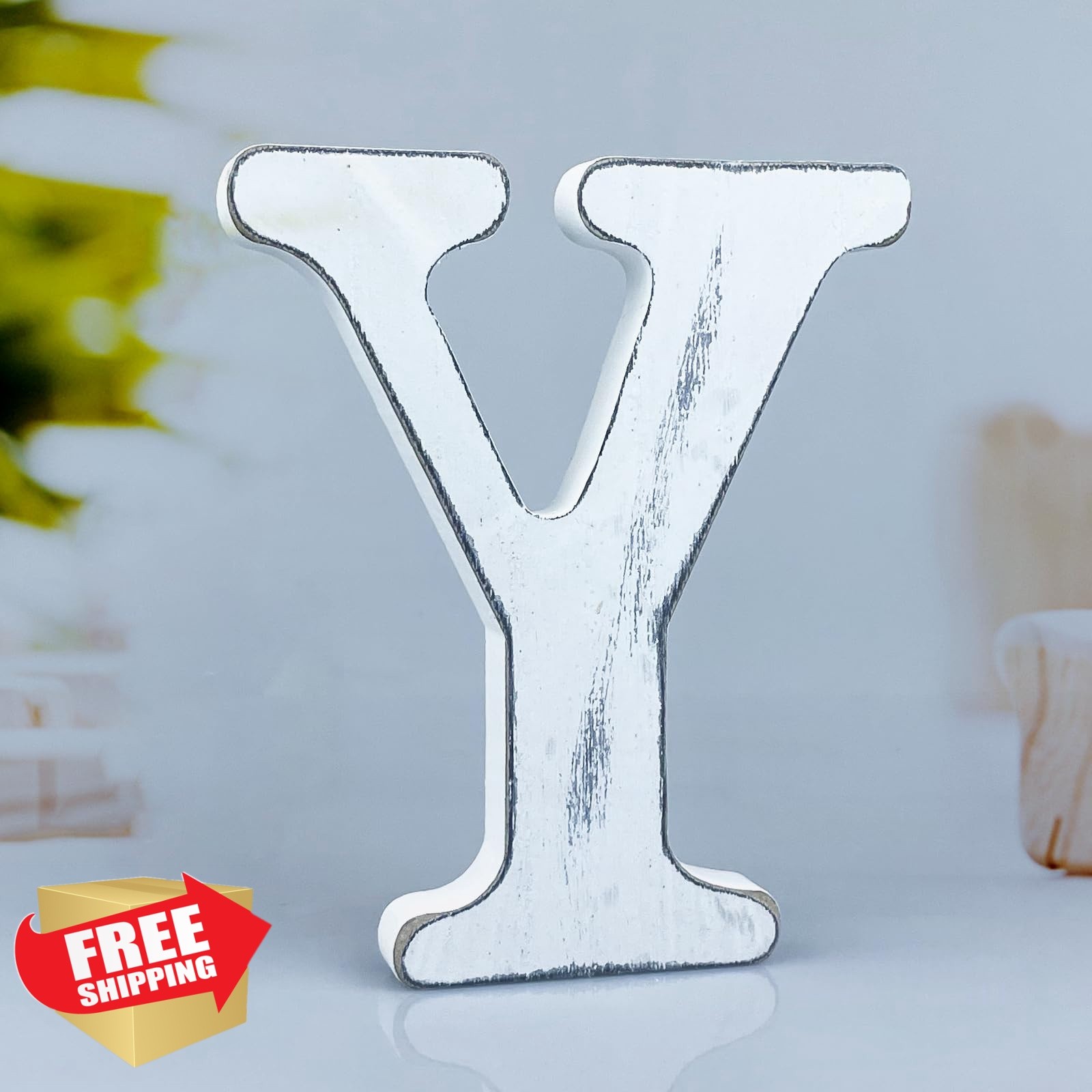 WOODOUNAI 6 Inch Rustic White Wood Letters Unfinished Wood Letters for Wall D…