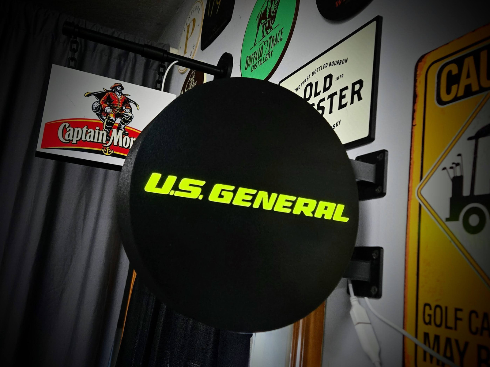 U.S. General LED Lightbox Sign 3D Printed Round Wall Mount Man Cave Garage Decor