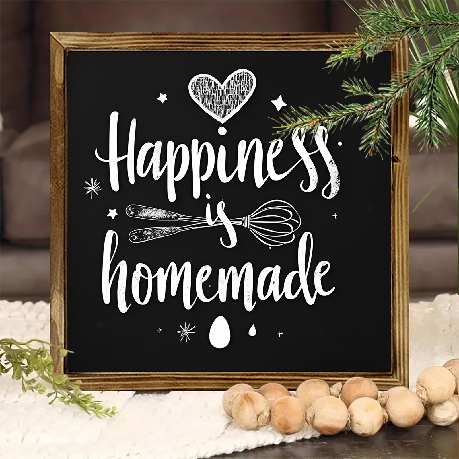 Wooden Framed Happiness Is Homemade Everyday Kitchen Quote Wall Decor