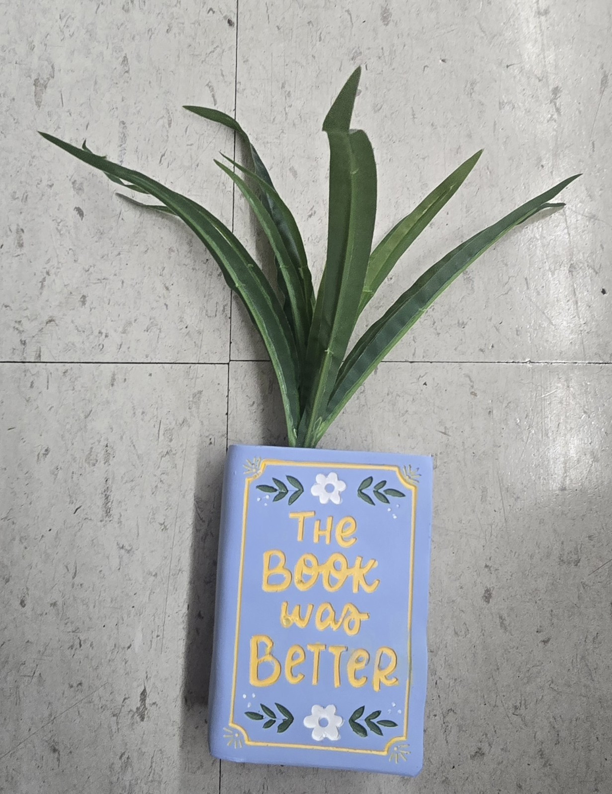 Wood Plaque Sign “The Book Was Better” Vertical Rectangle Floral Blue/Green