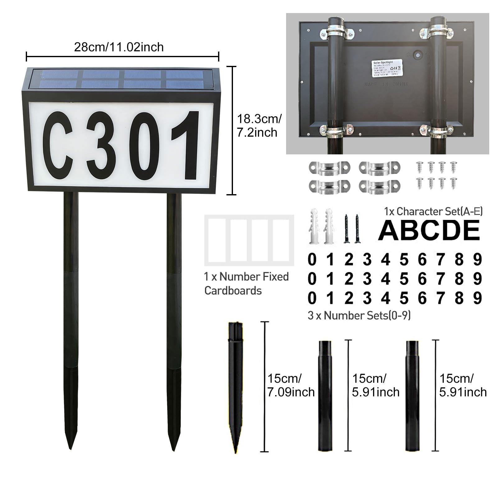 Solar House Numbers Light, Lighted House Numbers Sign Plaque Address Numbers …
