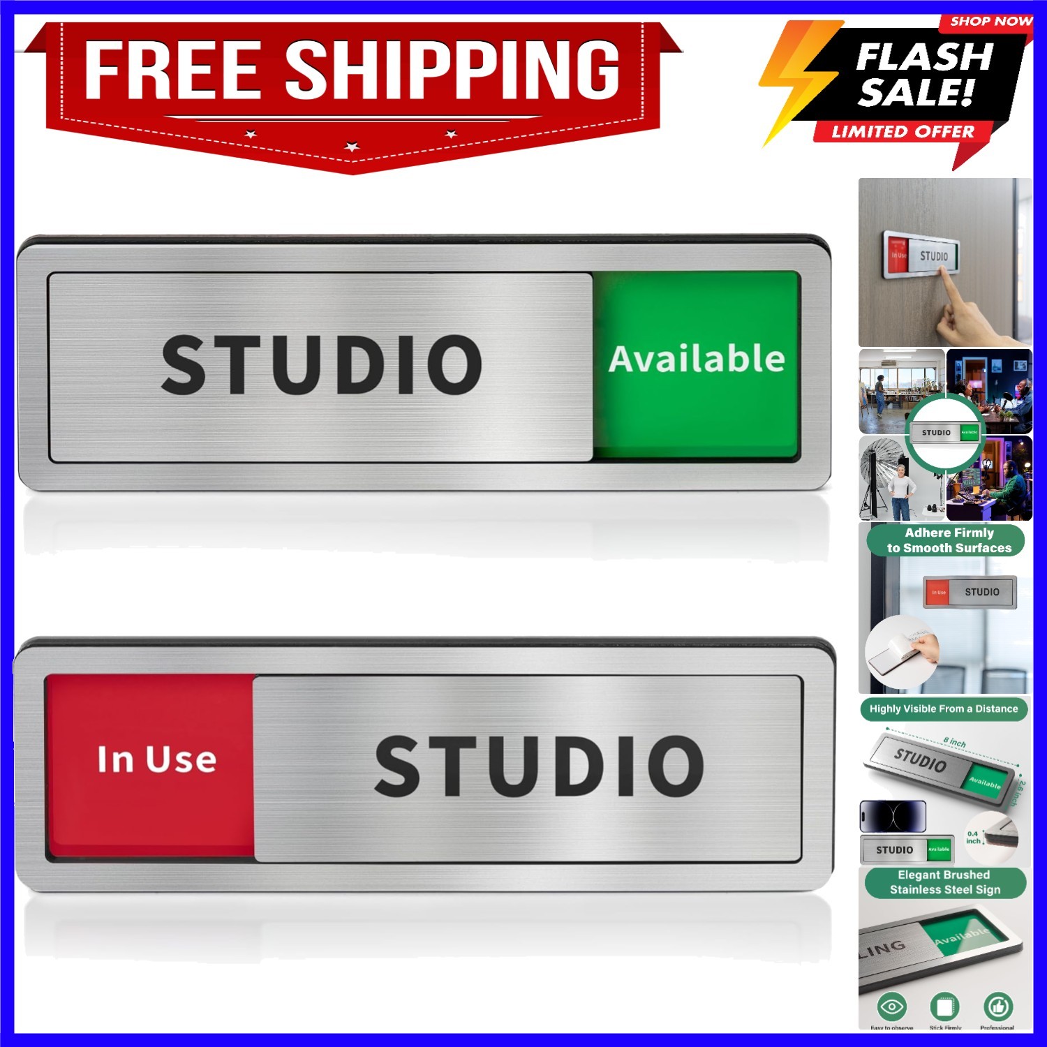 Studio Room Door Sign with Slider, Do Not Disturb Privacy Office Sign, In Use…