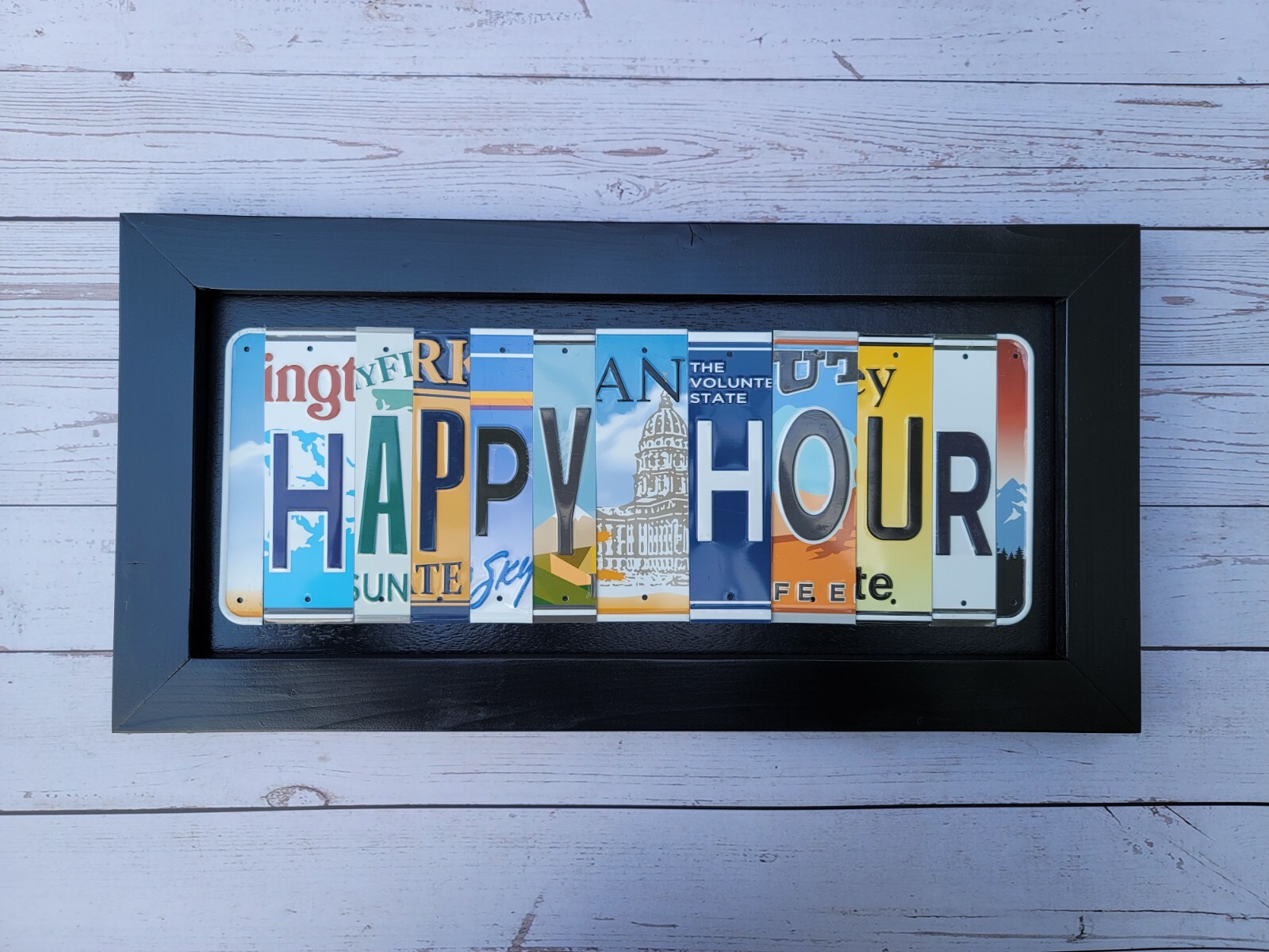 Happy Hour Unique Hand Crafted License Plate Sign Bar Pub Restaurant Decor Gift