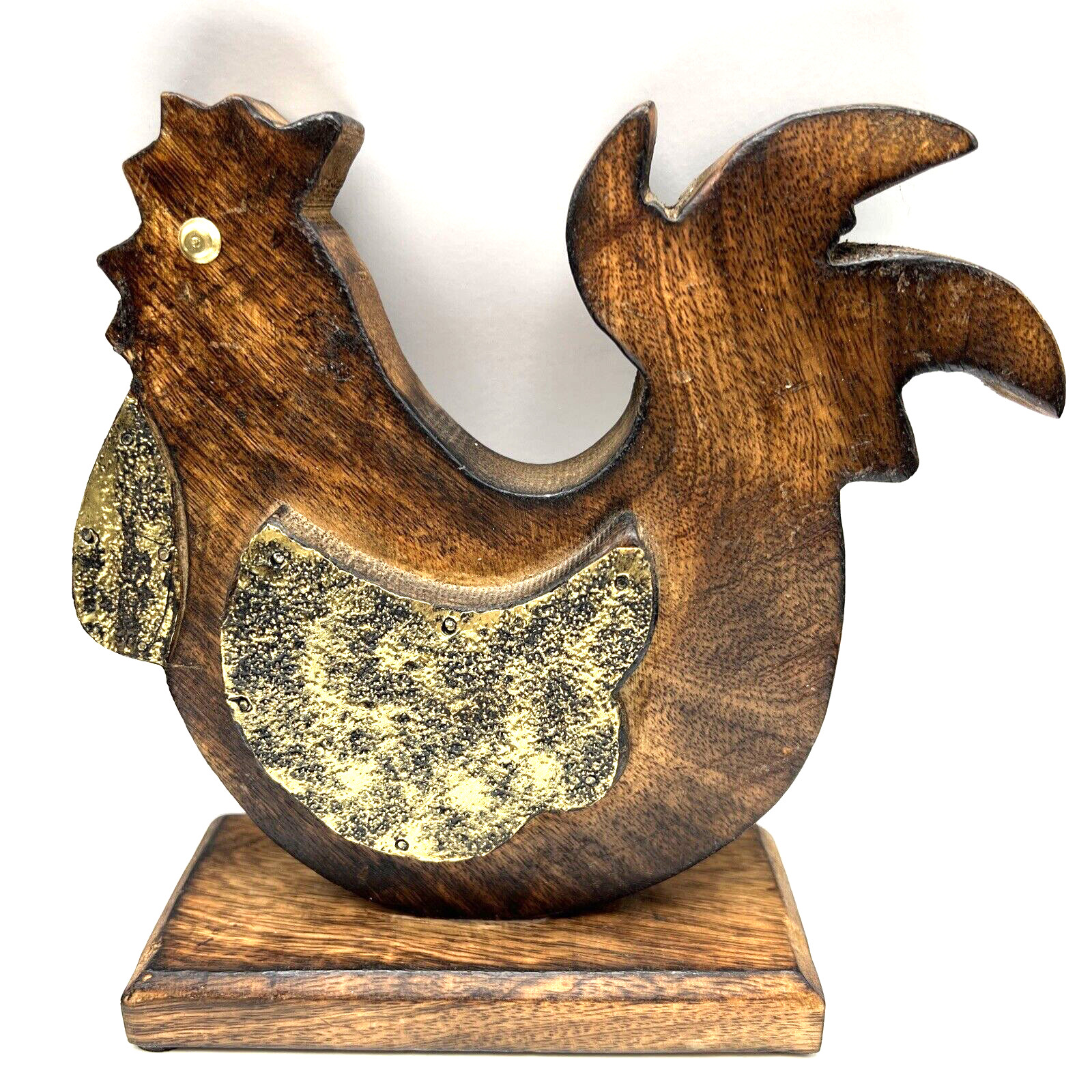 Chicken Rooster Wood and Metal Poultry Farmhouse Decor Table Made in India