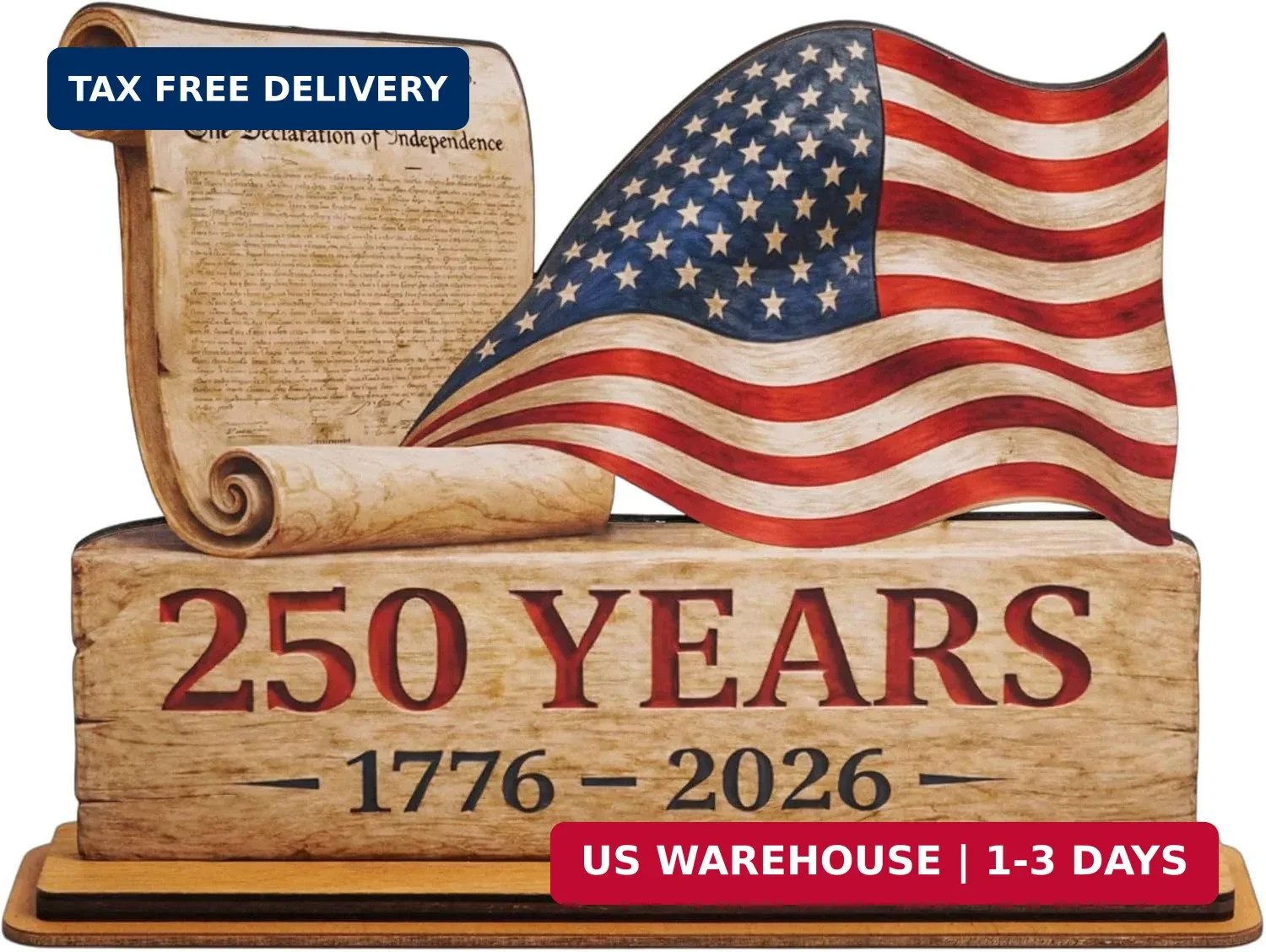 USA 250th Anniversary Decoration, 1776-2026 Wooden Plaque, 250 Anniversary Usa M