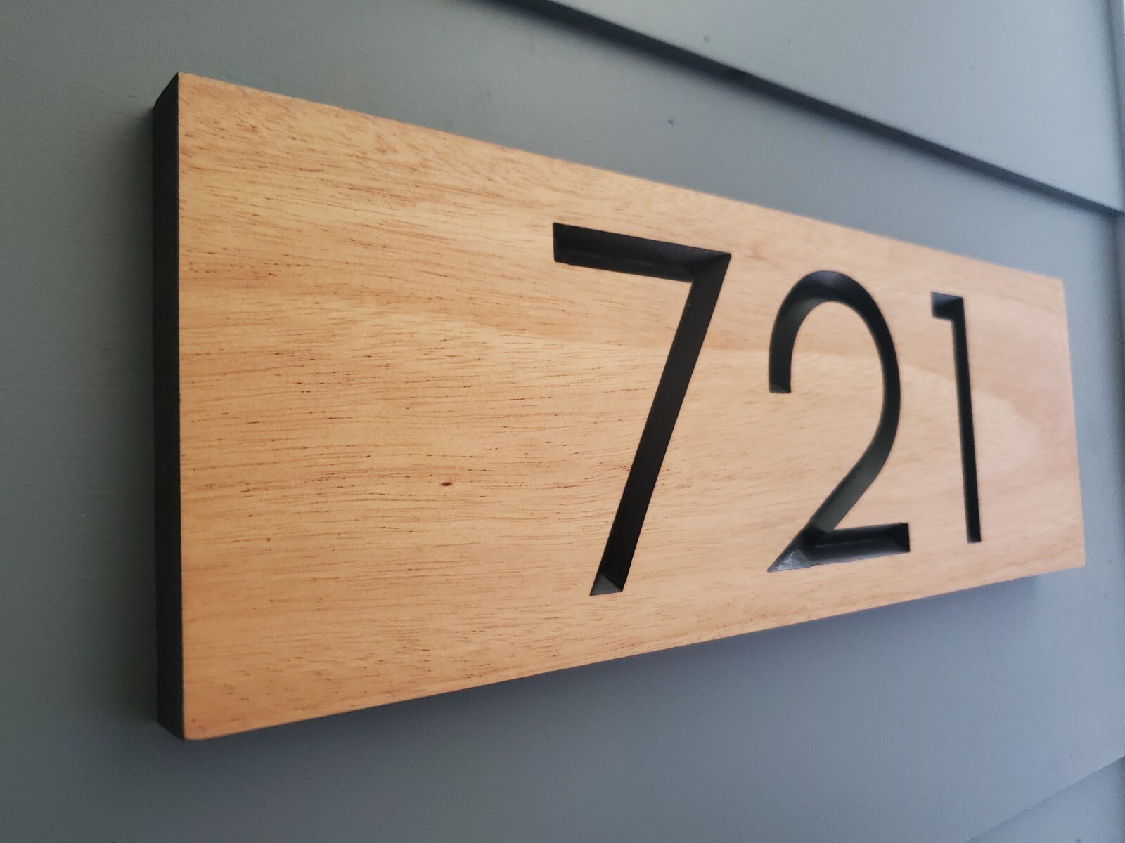 Home Address Sign Street Number House Plaque Modern MCM Outdoor Wood Mahogany