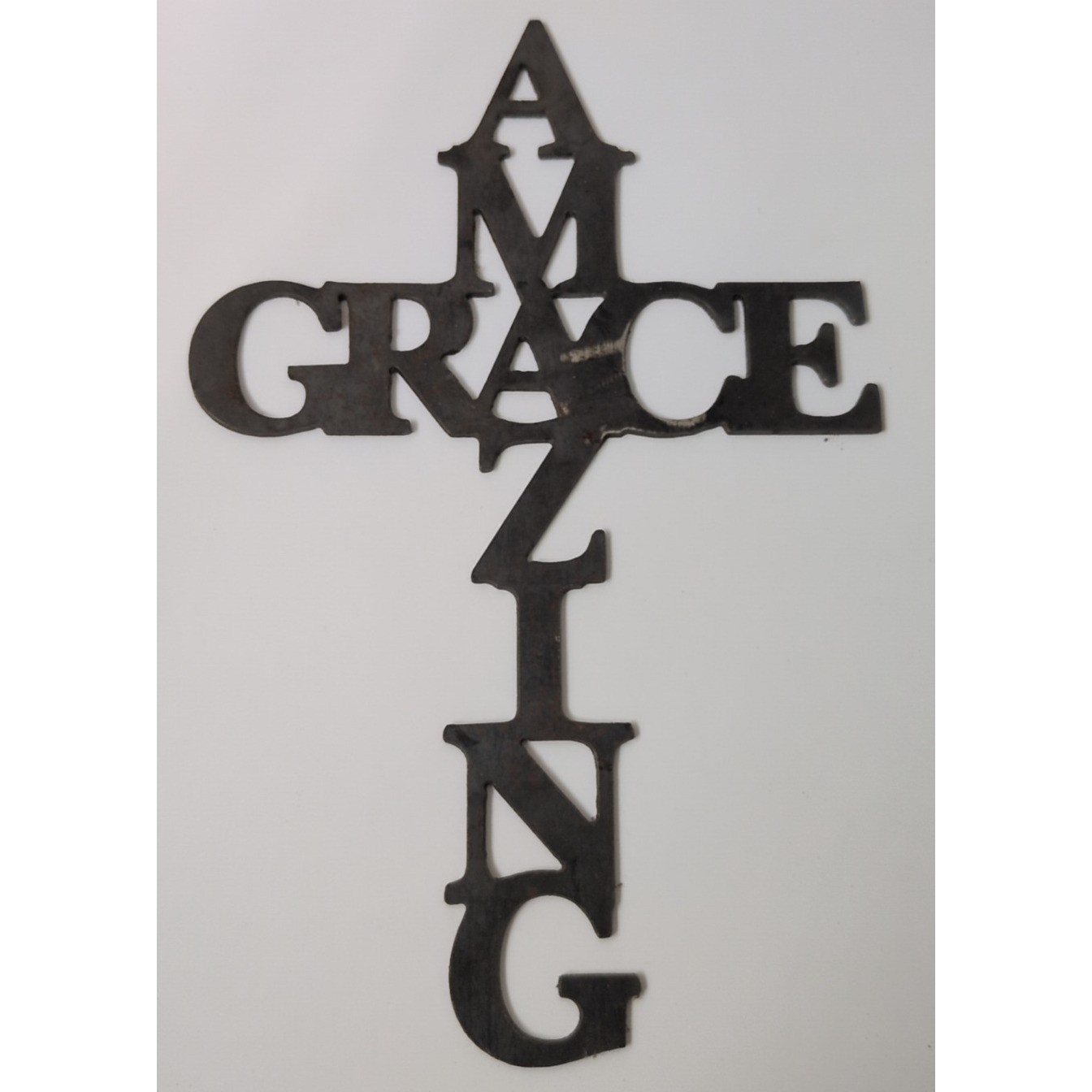 Unbranded Amazing Grace Wall Cross OS Black Good Metal Rustic Typographic Art