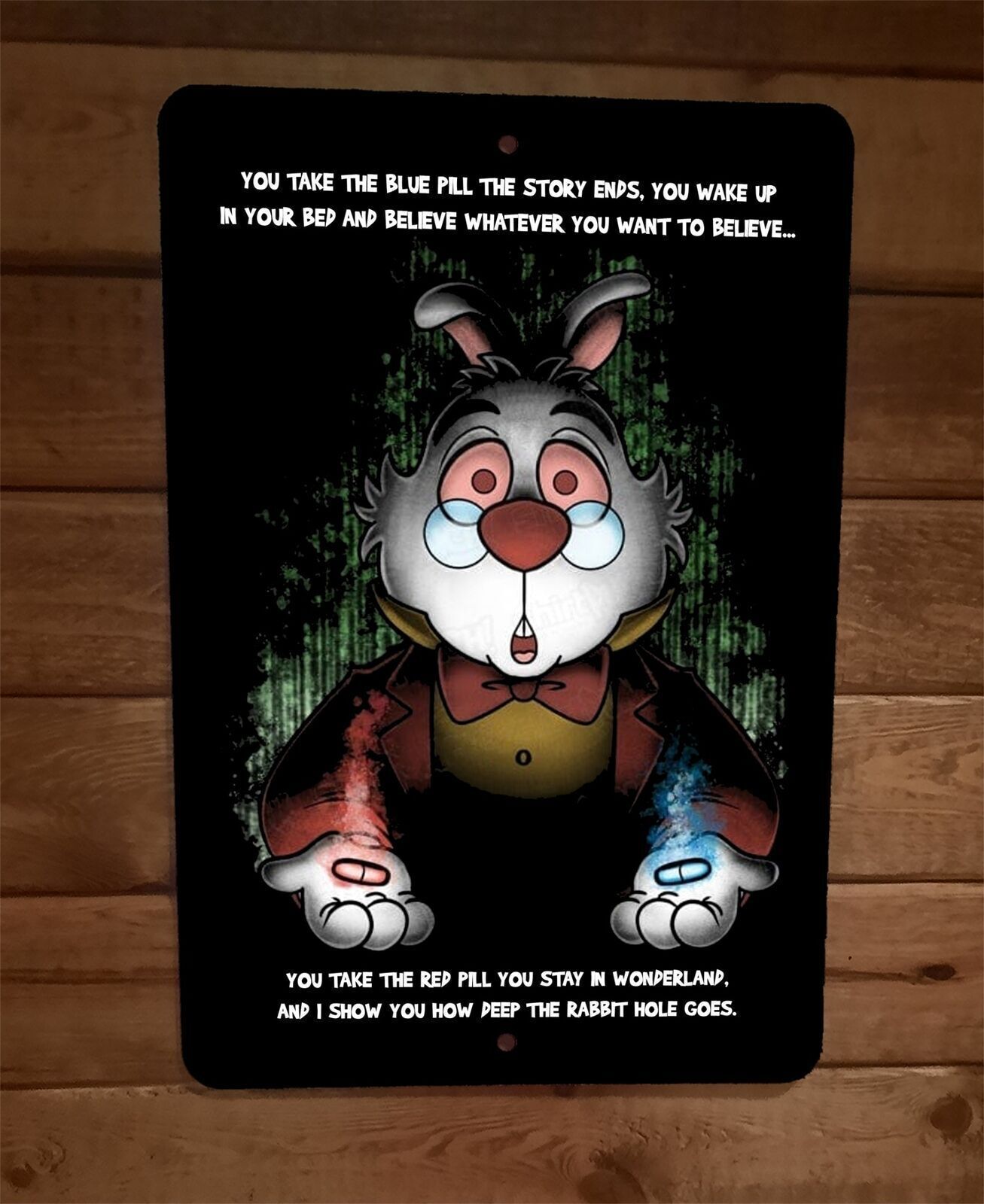 Take The Red or Blue Pill 8×12 Metal Wall Sign Rabbit Hole Matrix