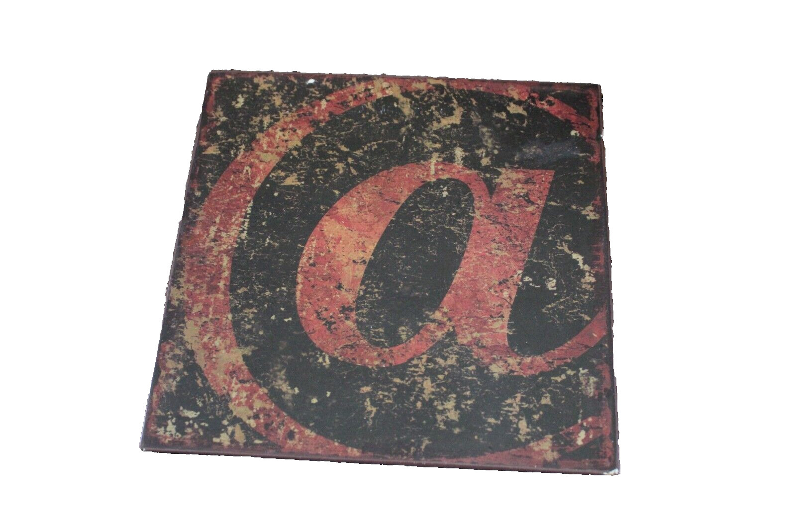 Metal “@” Sign Hangable Square Distressed Color 9.5″ Wall Art