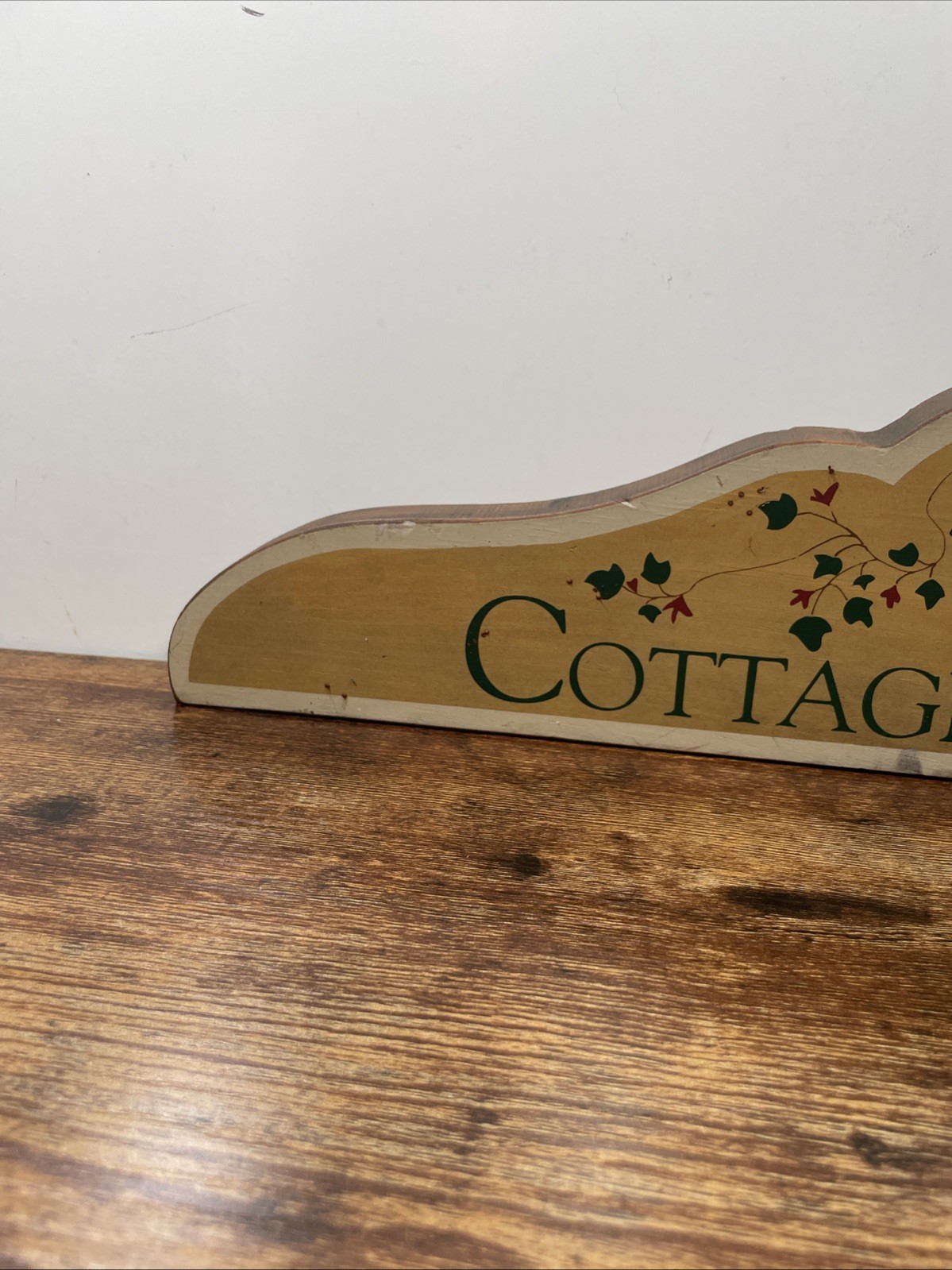 Vintage Wood Cottage Garden Sign Hand Painted Wooden Plaque Plinth Shabby Chic