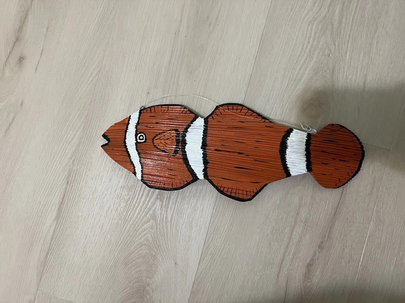 New With Tags Hand Painted Orange And White Striped Clownfish Wall Hanging Decor