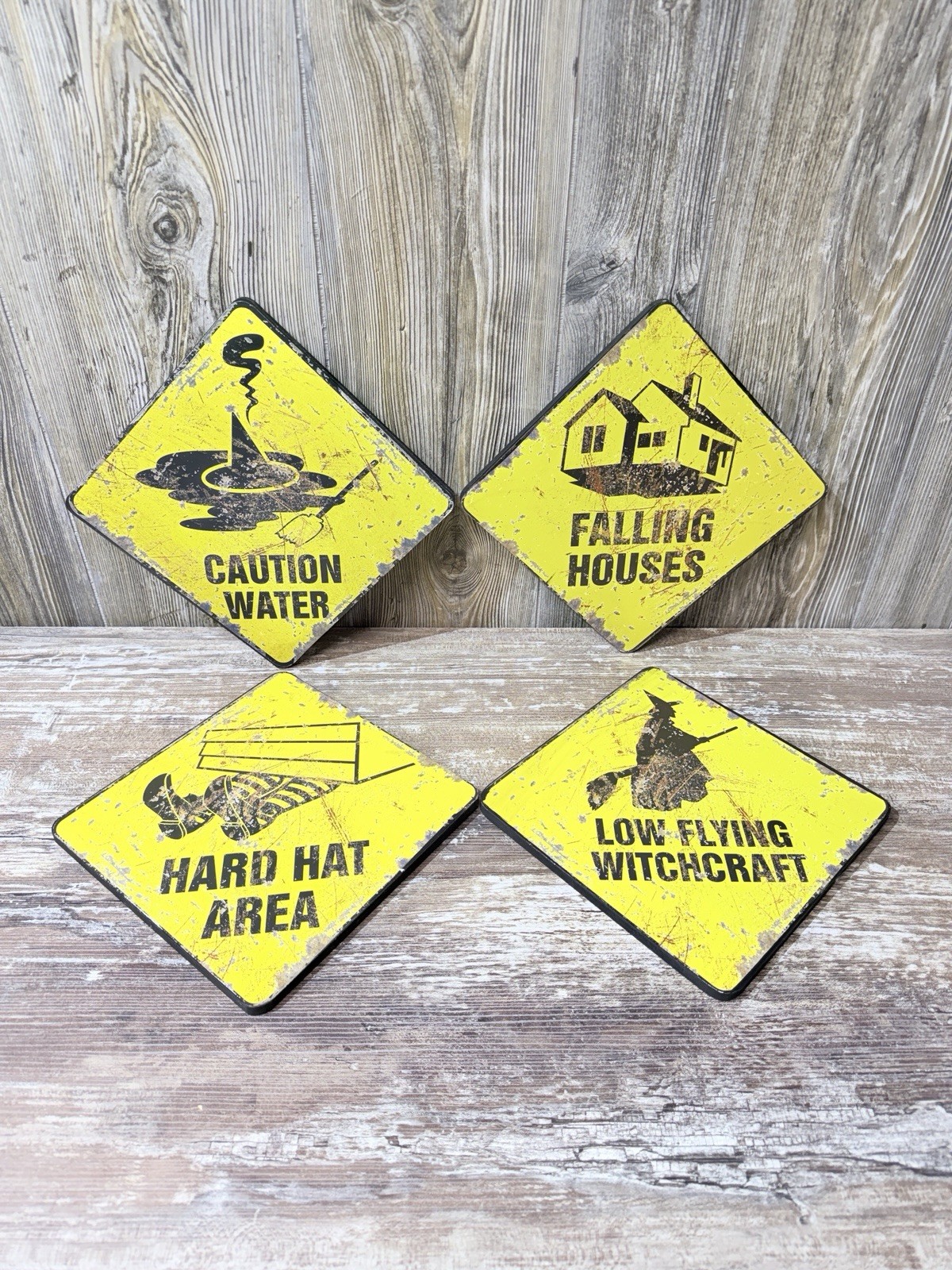 4 Wizard of Oz caution Signs Caution Water Falling Houses Low Flying Witchcraft
