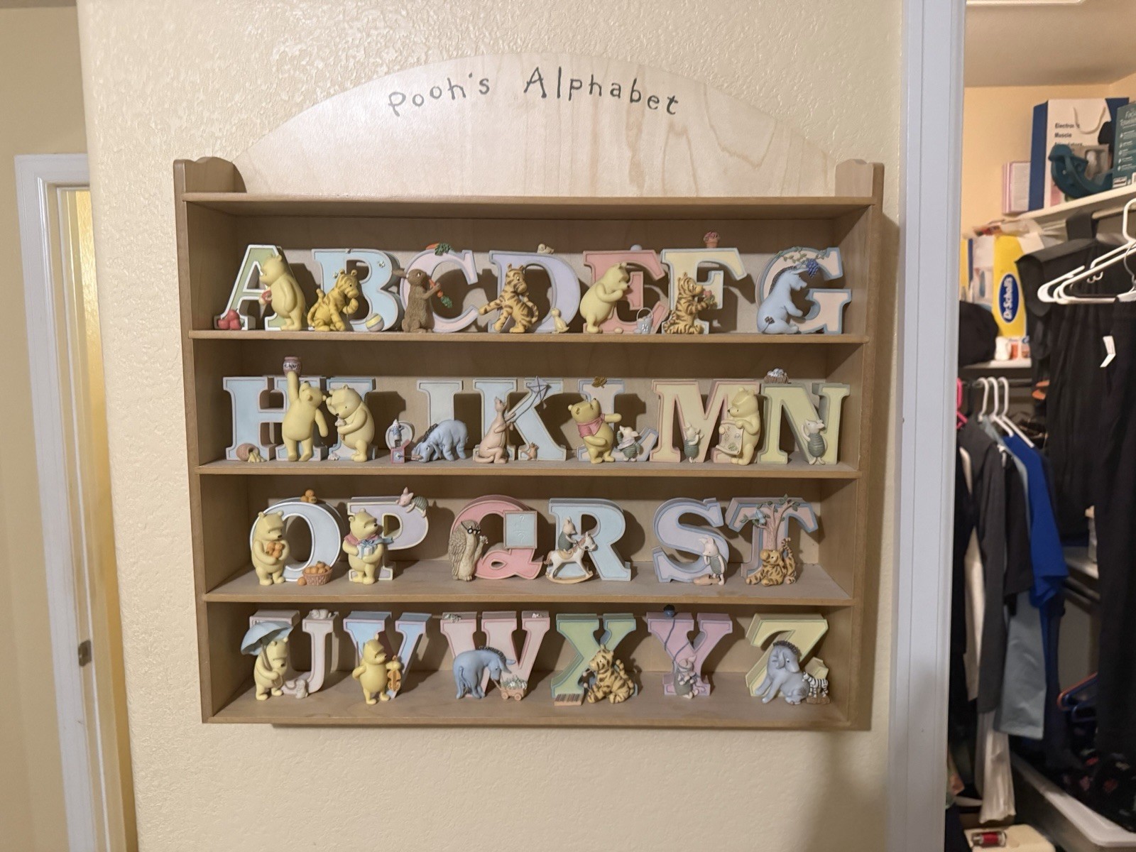 Winnie the Pooh Alphabet Wood Wall Plaque, Wall-Mounted Vertical, Kids