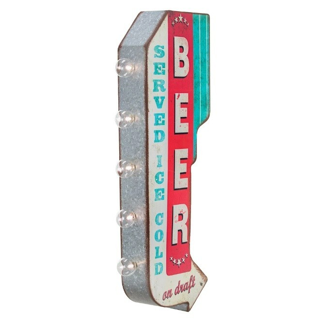 Beer On Draft Metal LED Sign Vintage Room Marquee Cave Home Man Ice Cold Bar Tap