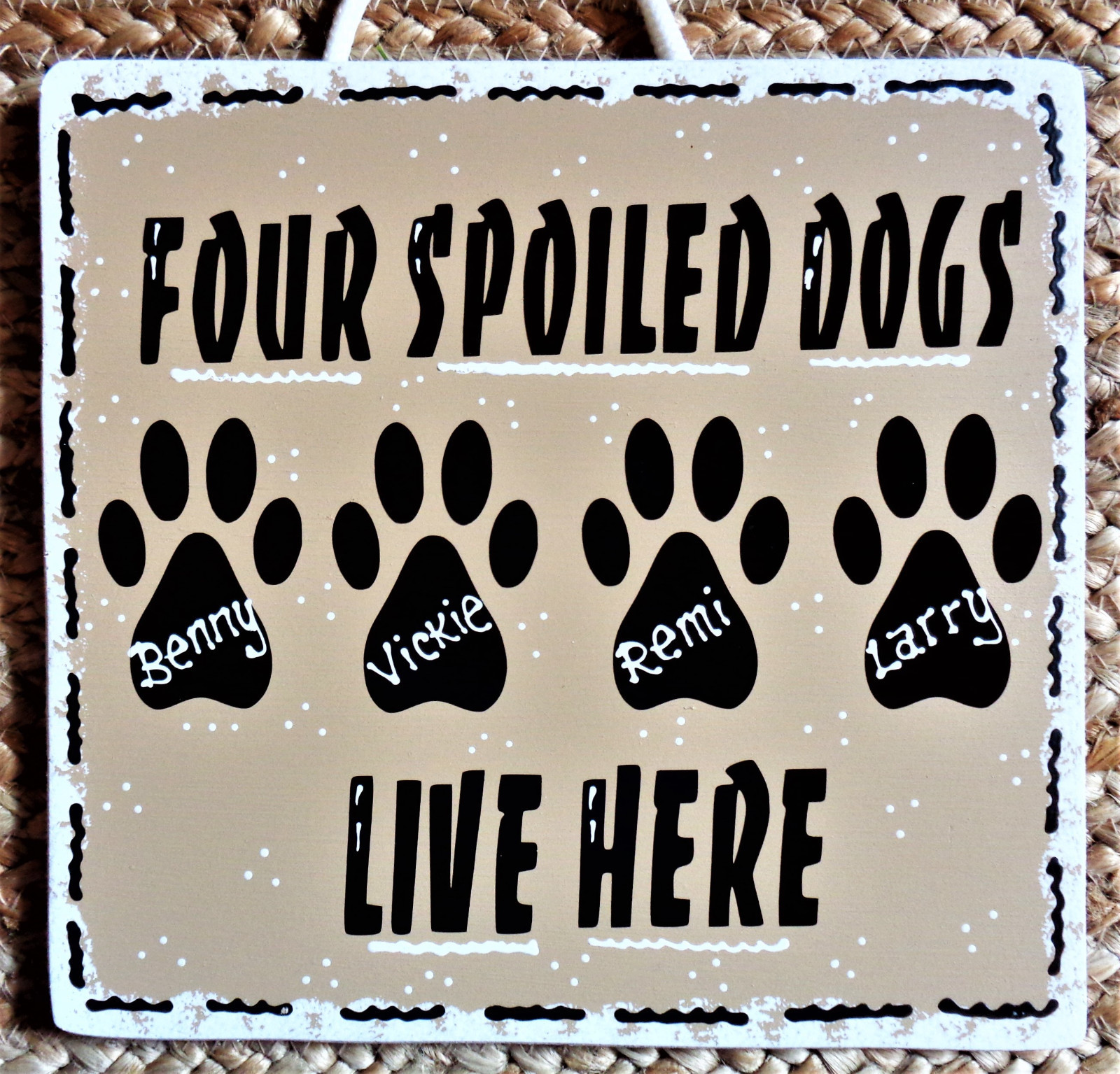 PERSONALIZE 4 Spoiled DOGS Name SIGN Kennel Pet Wall Plaque Groomer Wood Craft