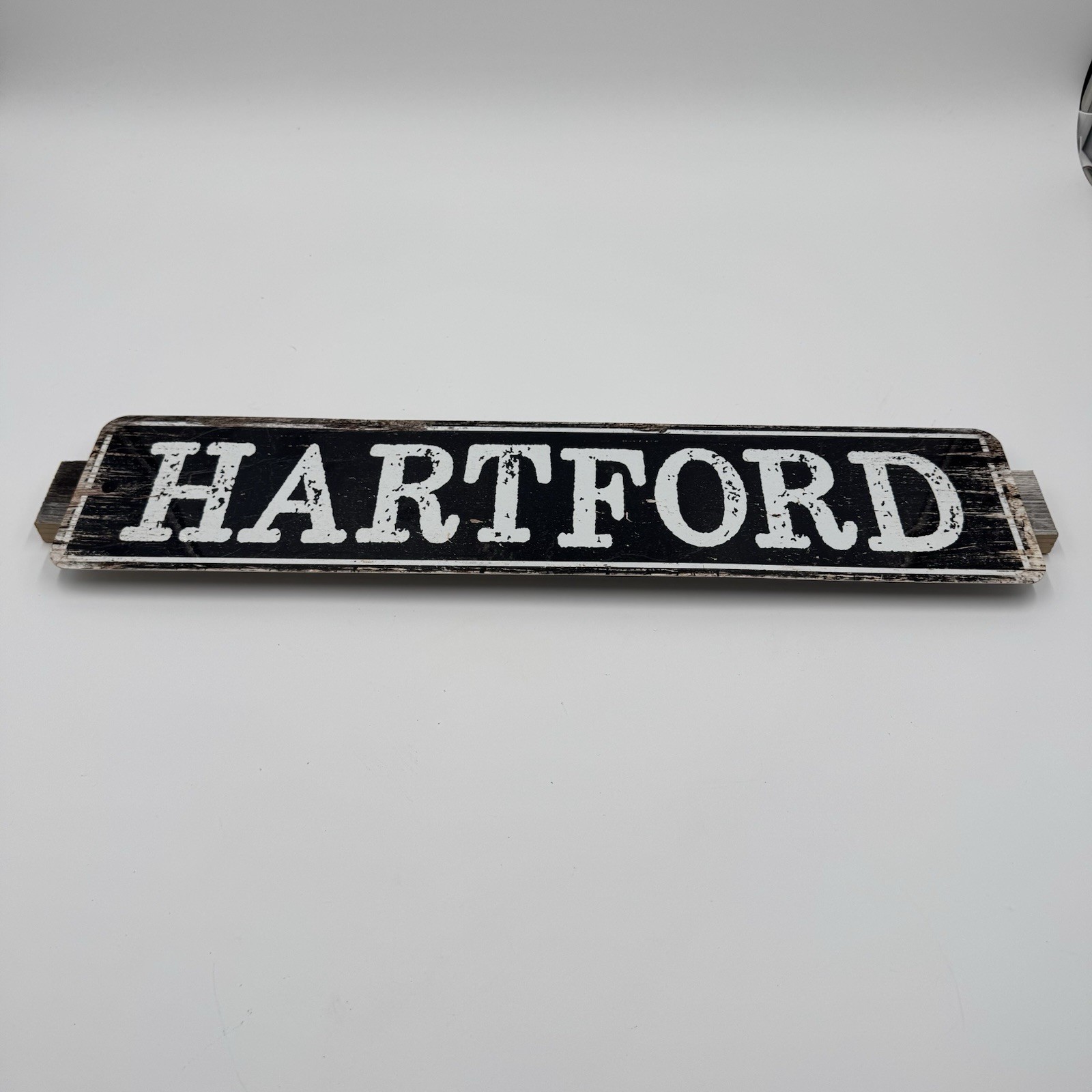 Hartford Advertising Plaque Emblem Street Sign Aluminum Metal Wood Backing Decor
