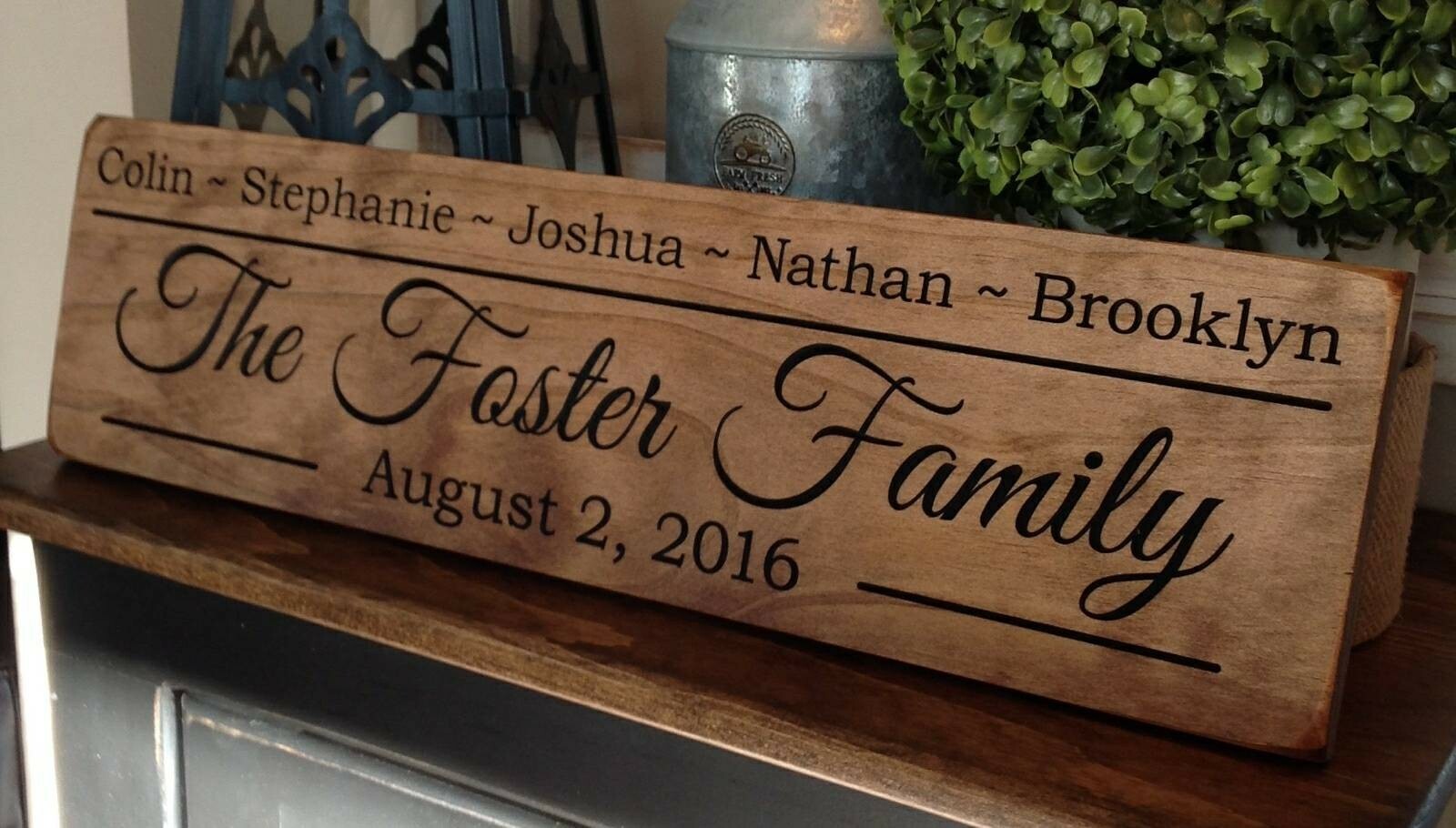 Custom Engraved Family Name Sign, Wedding Gift, Anniversary Gift, Wood Sign