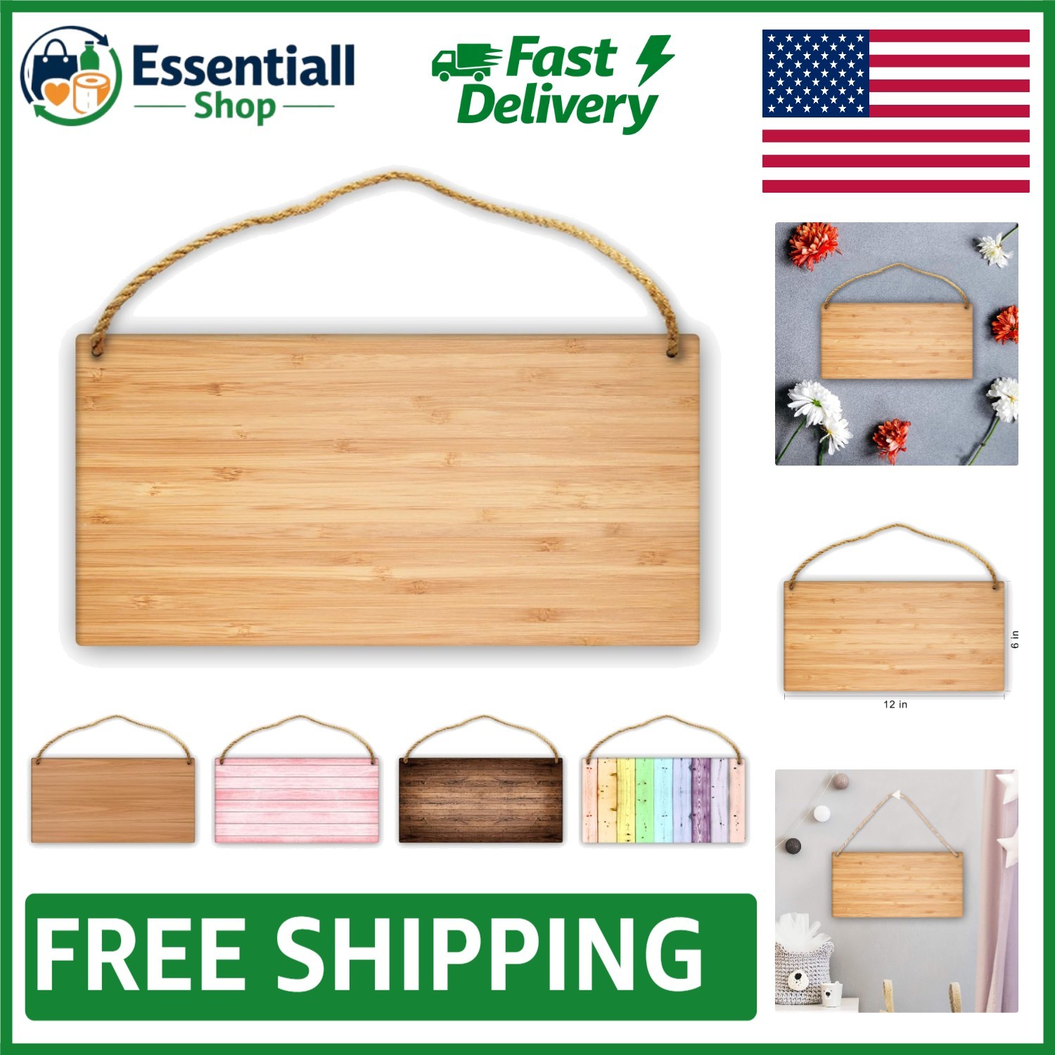 Art Deco Style 12″x6″ Customized Wooden Sign – Hang & Personalize Easily