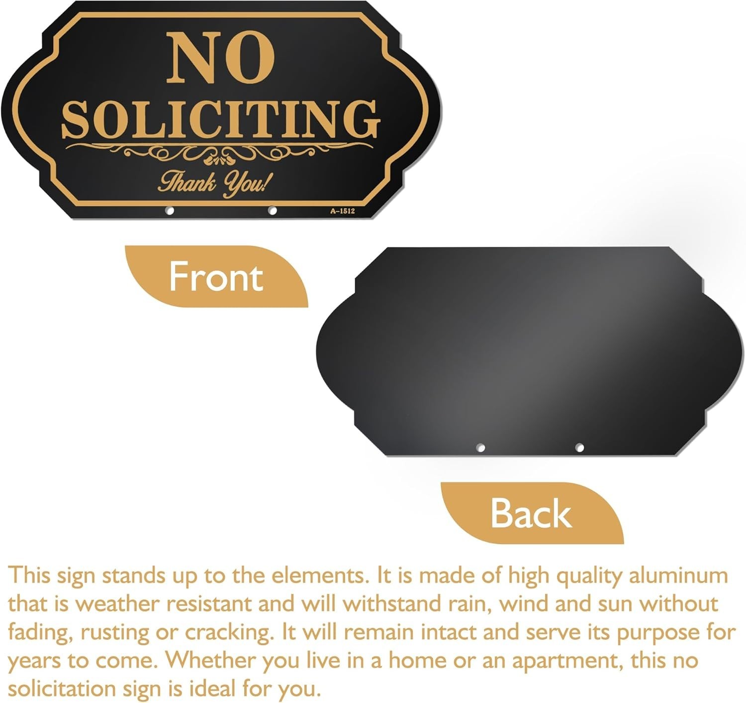 No Soliciting Sign Outdoor Yard 5×10 Inch Aluminum Adjustable Height