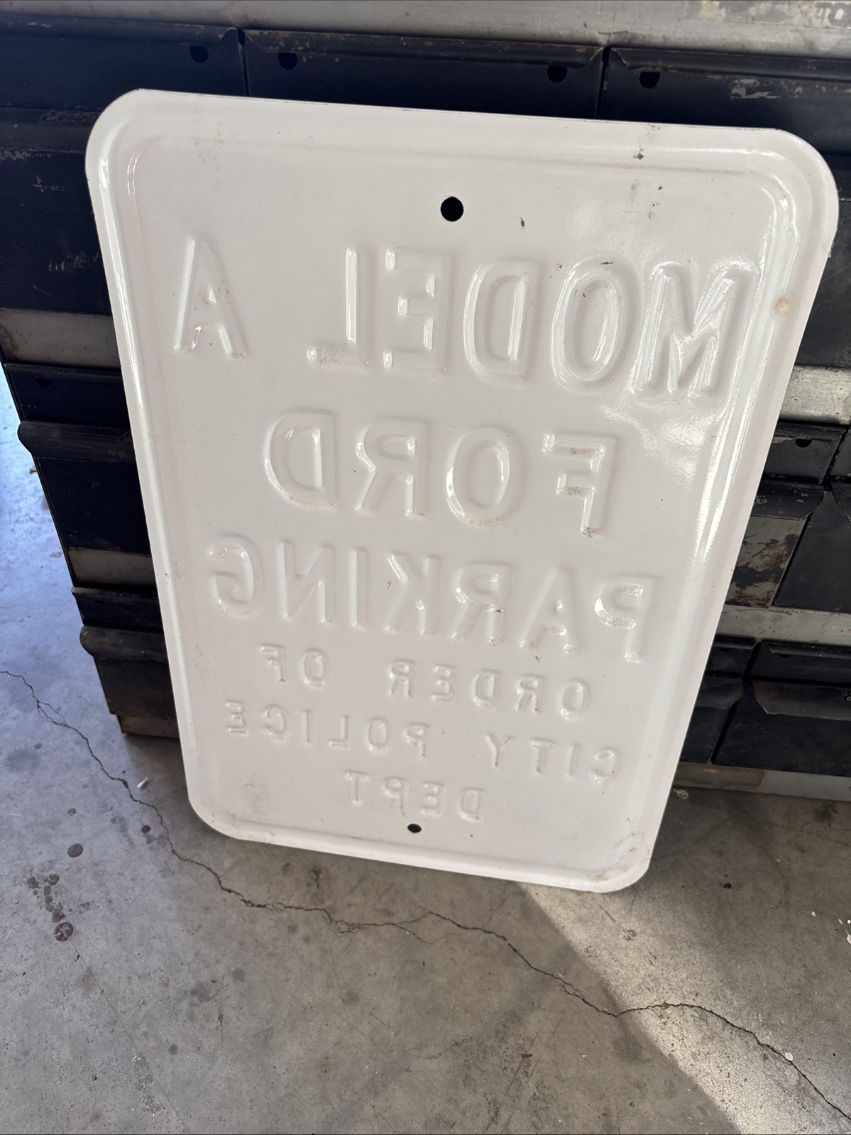 Model A Ford Parking Embossed Vintage Novelty Metal Sign 18”x12”