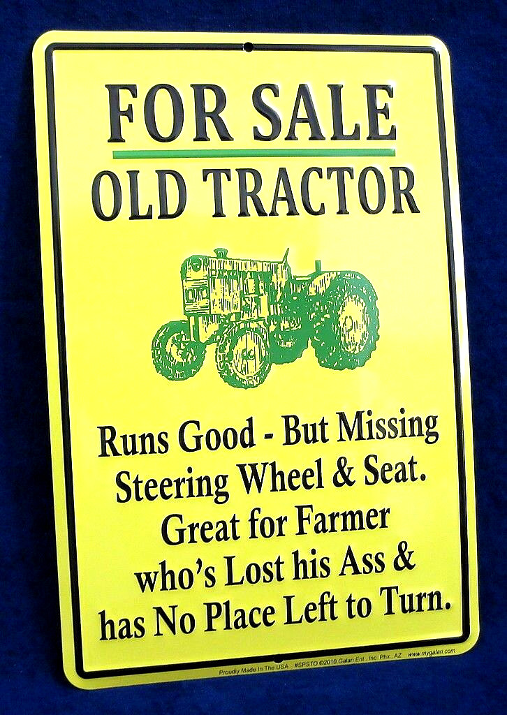TRACTOR FOR SALE *US MADE* Embossed Metal Sign – Garage Barn Shop Man Cave Decor