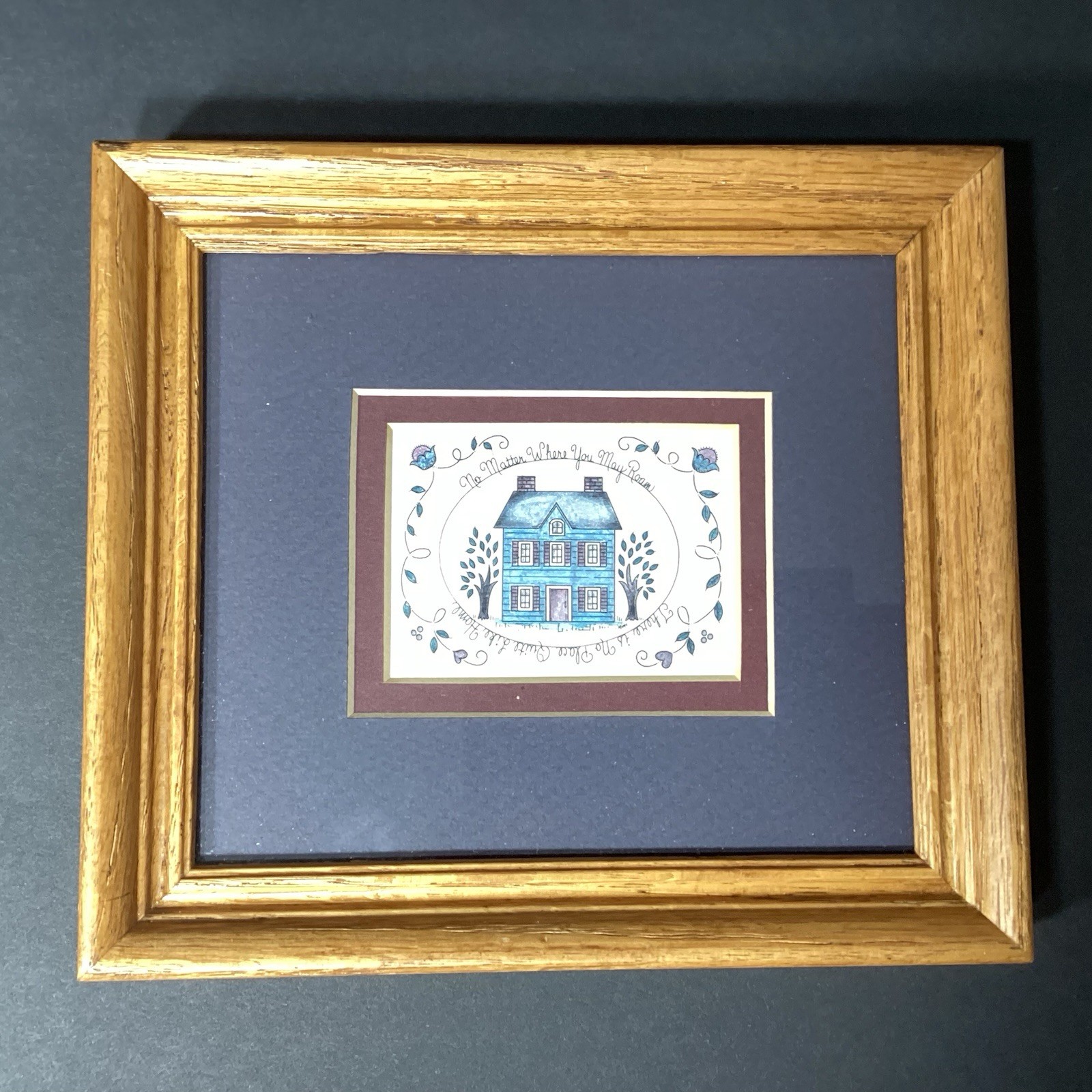 Vintage Wall Art Decor Grandmacore with Flowers Cottage Wooden Frame