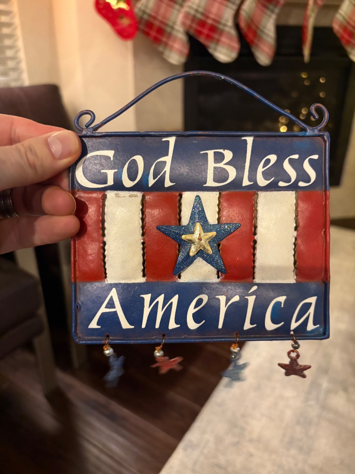 Patriotic Metal Wall Hanging Truck With God Bless America Stars 5.5”x 5”