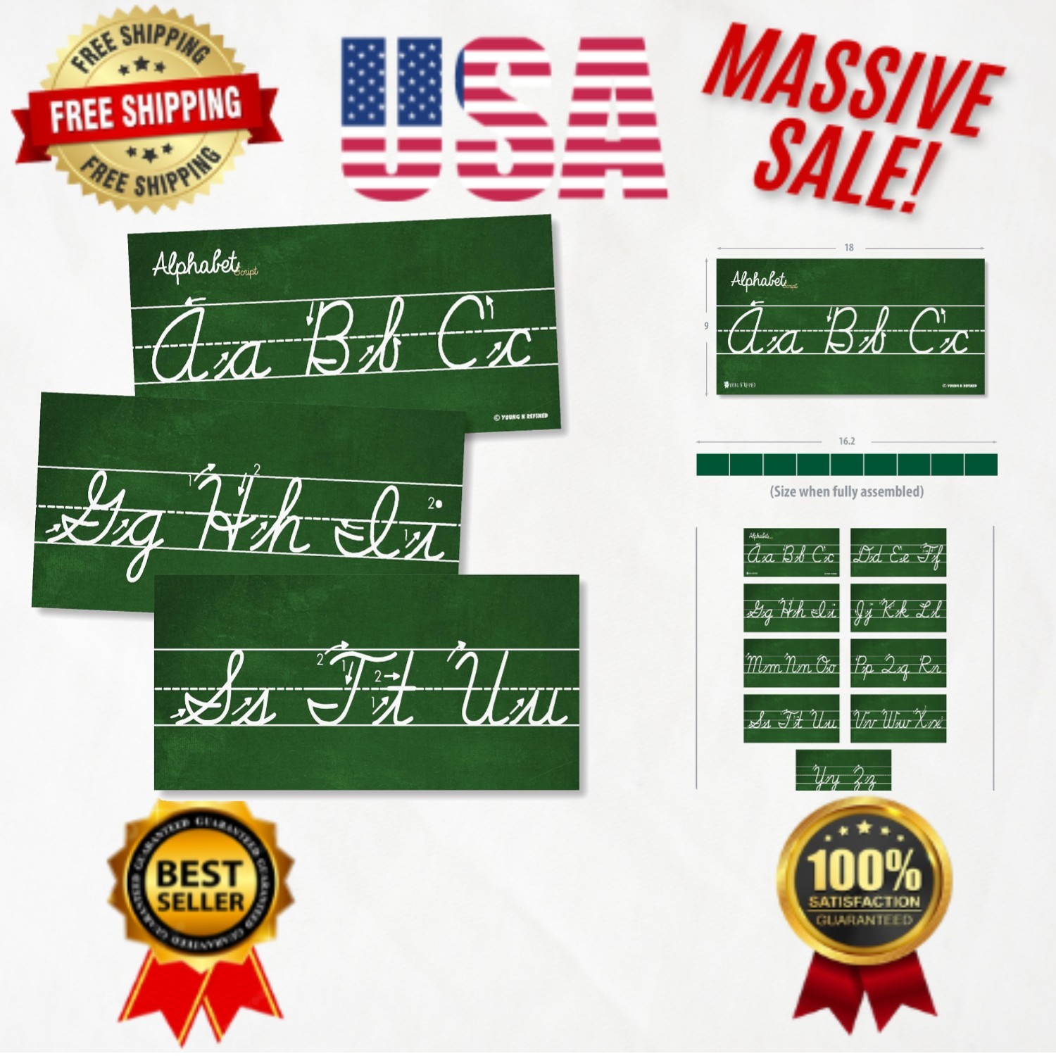 Cursive Wall Chart – Laminated A-Z Letters for Engaging Classroom Decor