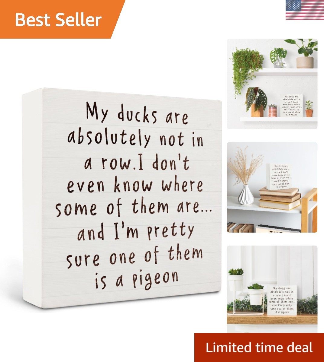 Inspirational Wooden Desk Sign: My Ducks Are Absolutely Not In A Row (5×5)