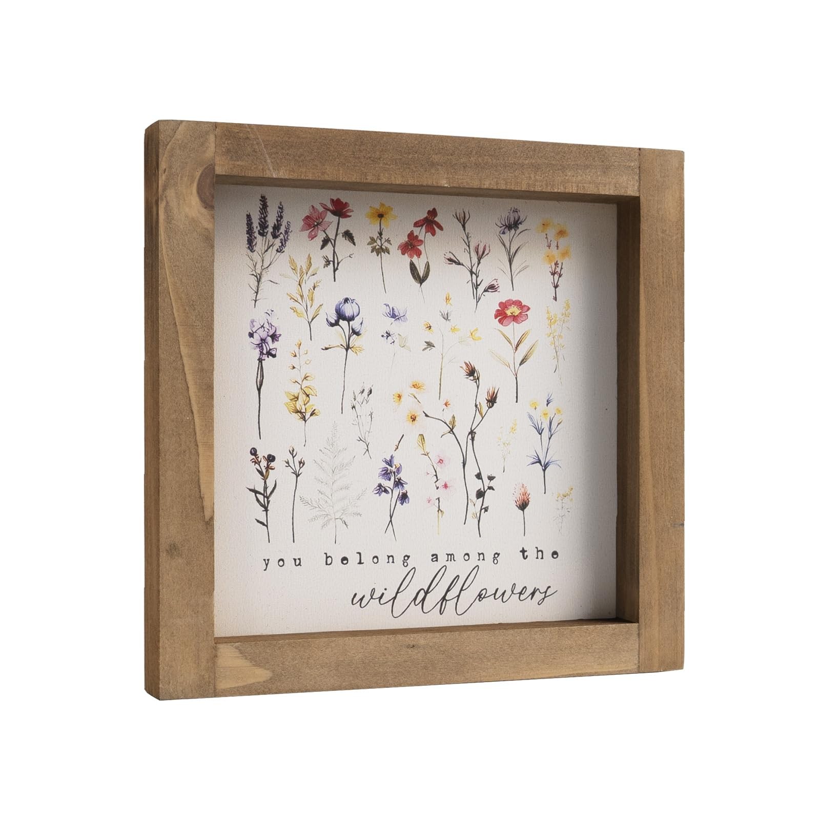 Wooden Wildflower Sign, 6 Inch Framed Wild Flower Pictures Decor Art, Wall Ta…