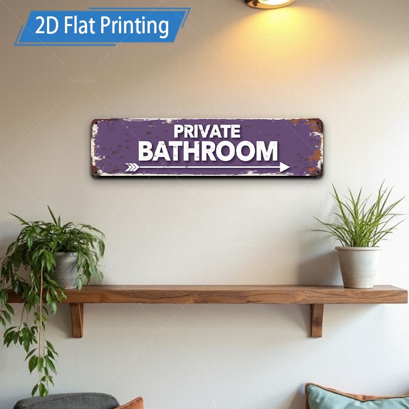 Metal Sign 10.16X40.64cm Rustic Vintage Bathroom Wall Art