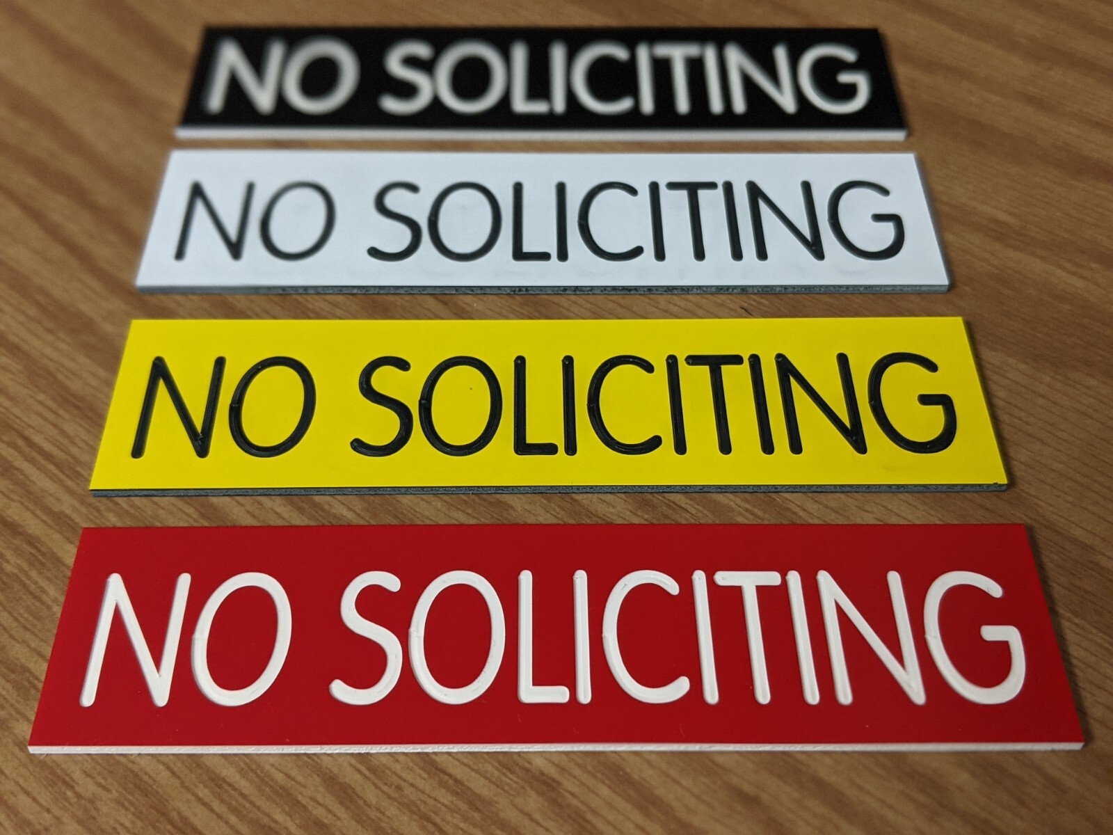 Engraved 1×4 NO SOLICITING Door Sign Wall Plaque Fence Keep Out Engraving Signs